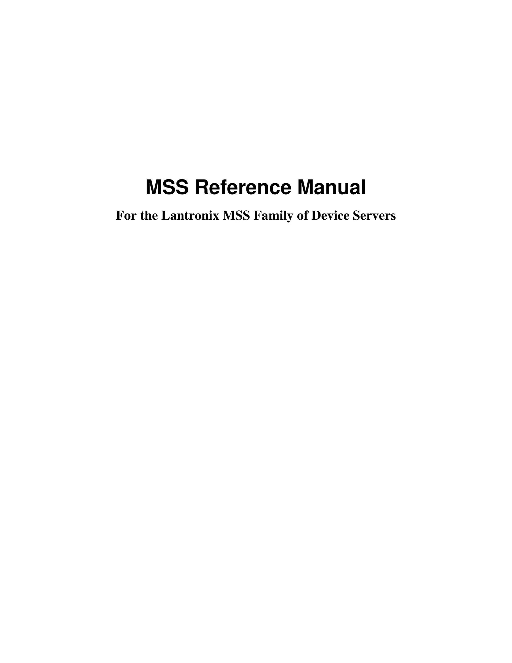 Lantronix MSS Network Card User Manual