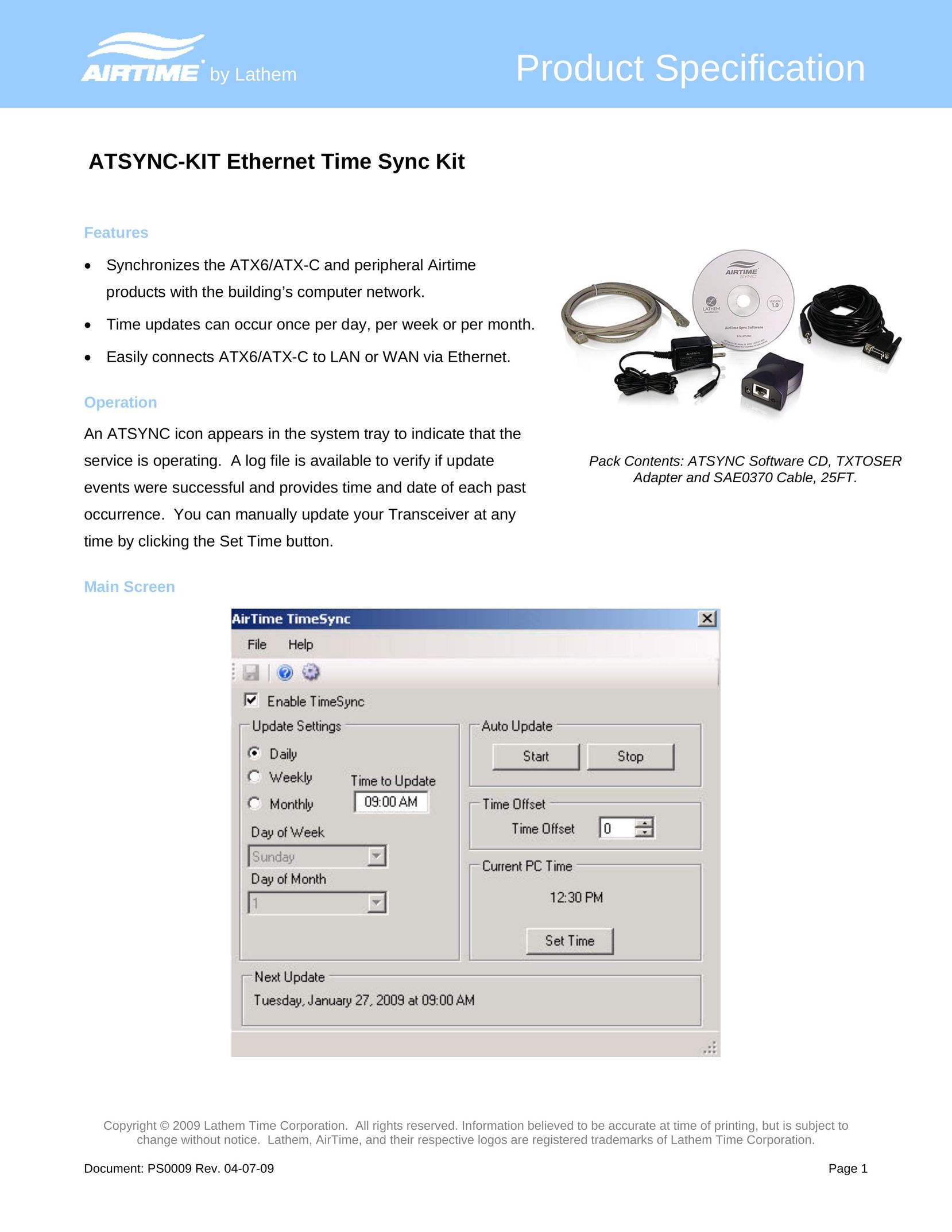 Lathem ATX6/ATX-C Network Card User Manual