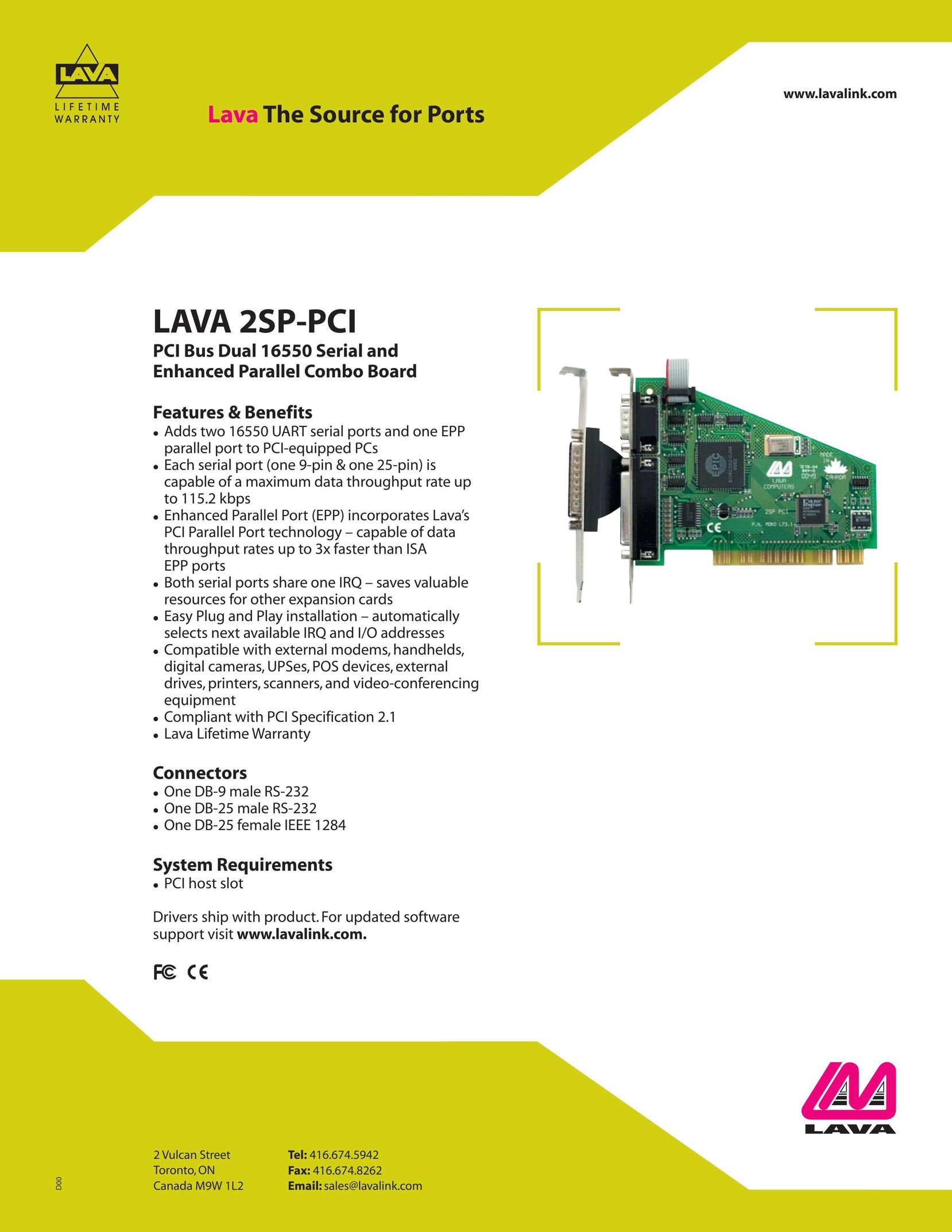 Lava Computer 2SP-PCI Network Card User Manual
