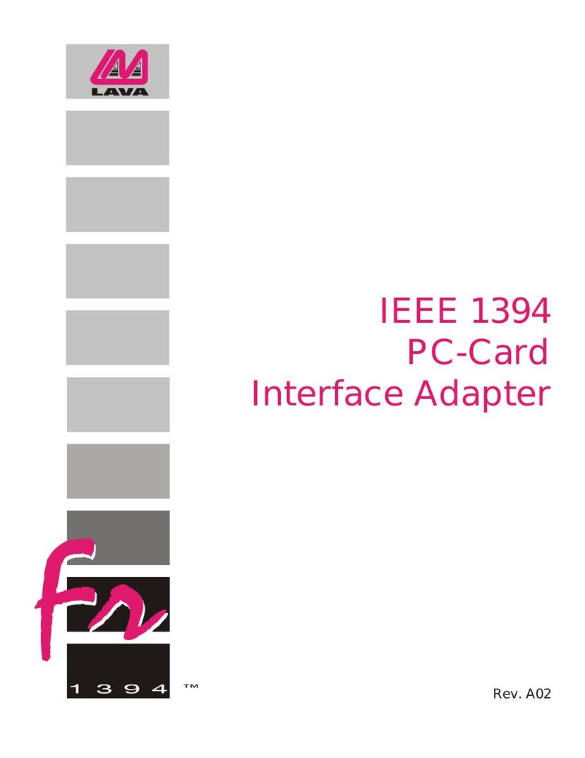 Lava Computer IEEE 1394 Network Card User Manual