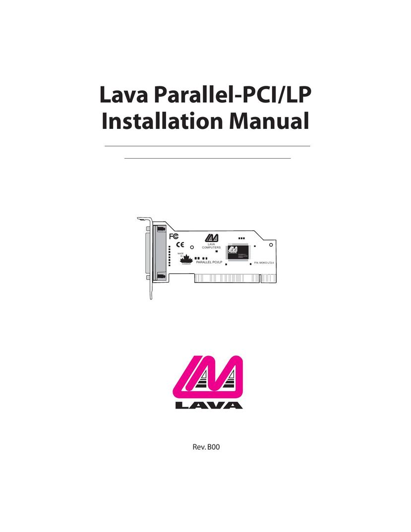 Lava Computer Parallel-PCI/LP Card Network Card User Manual