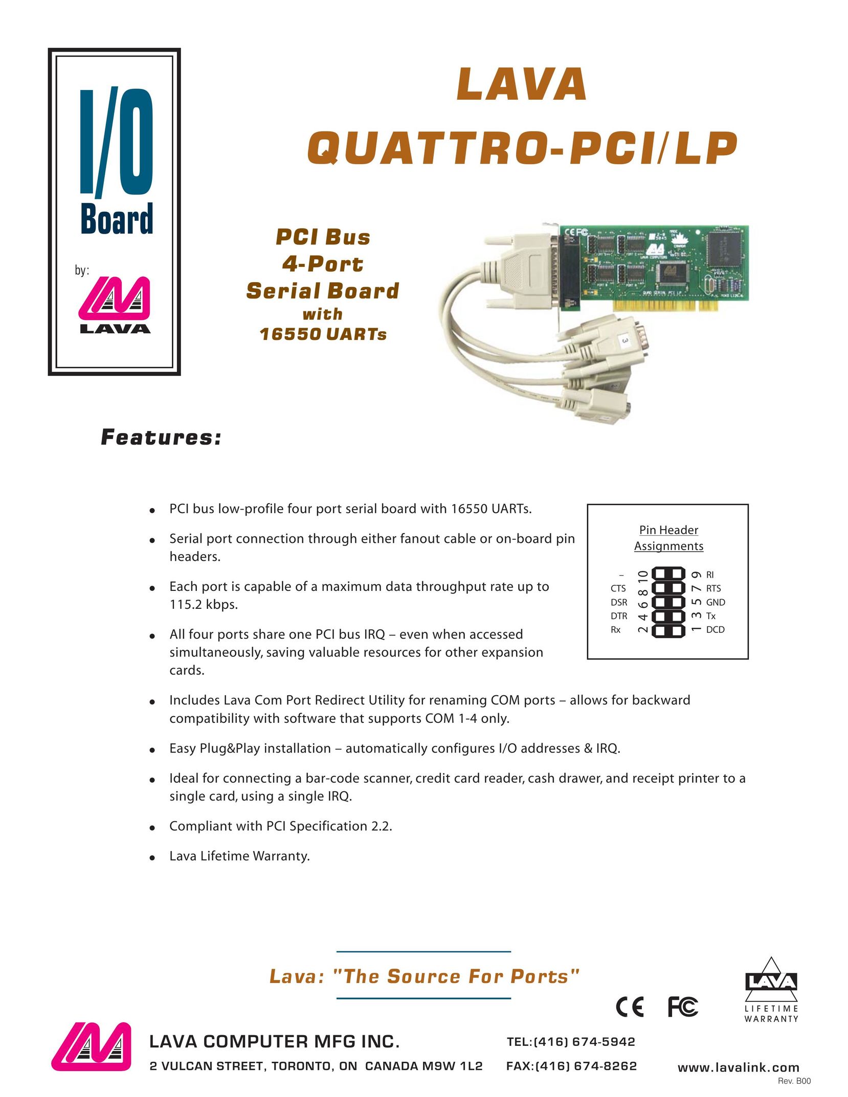 Lava Computer Quattro-PCI/LP Network Card User Manual
