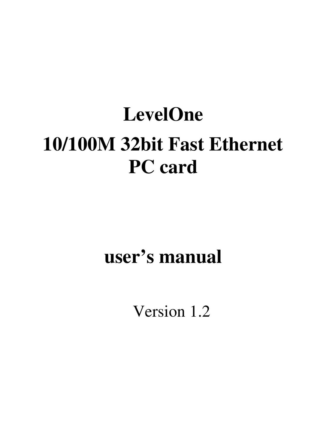 LevelOne 10/100M 32bit Fast Ethernet PC card Network Card User Manual