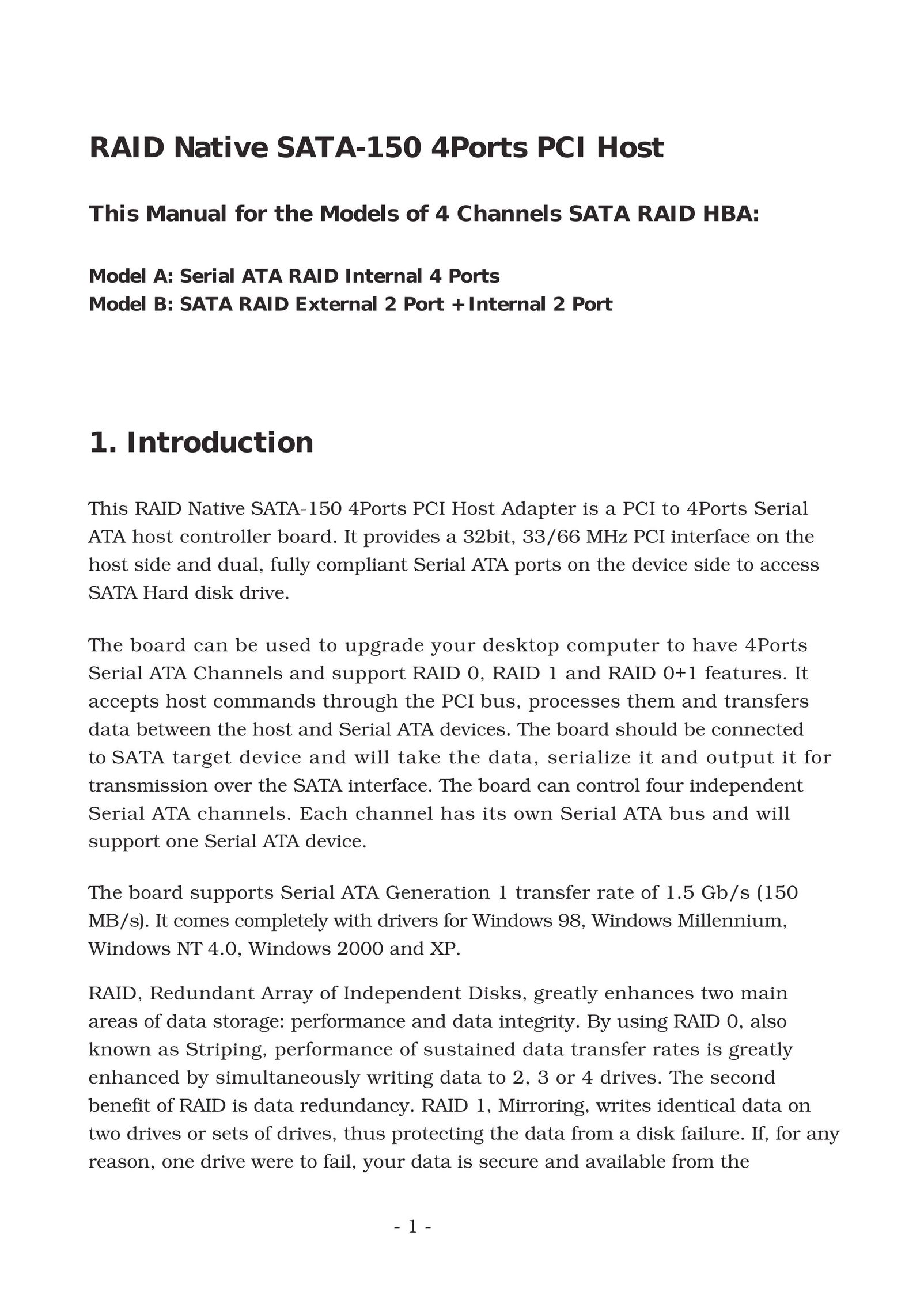 Lindy SATA-150 Network Card User Manual