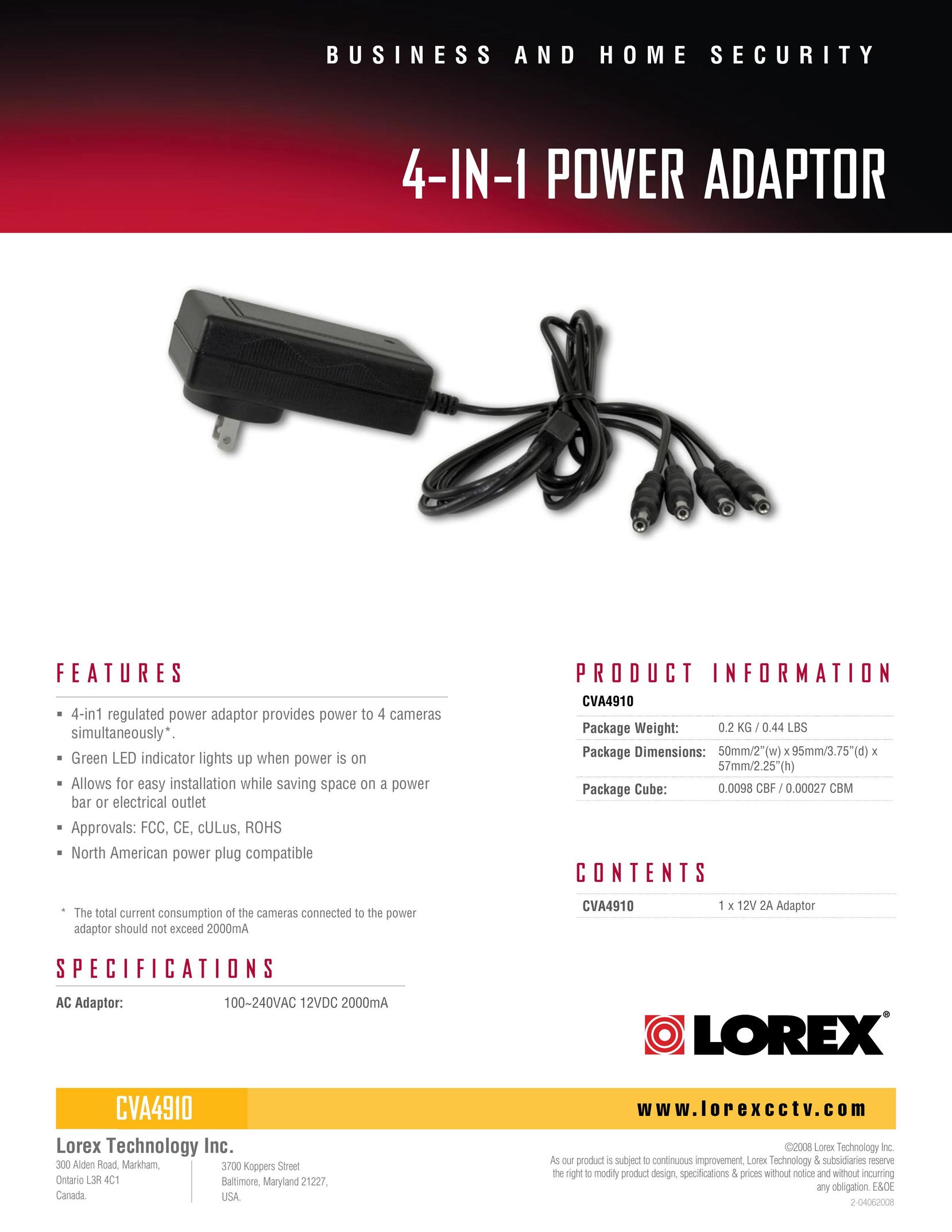 LOREX Technology CVA4910 Network Card User Manual