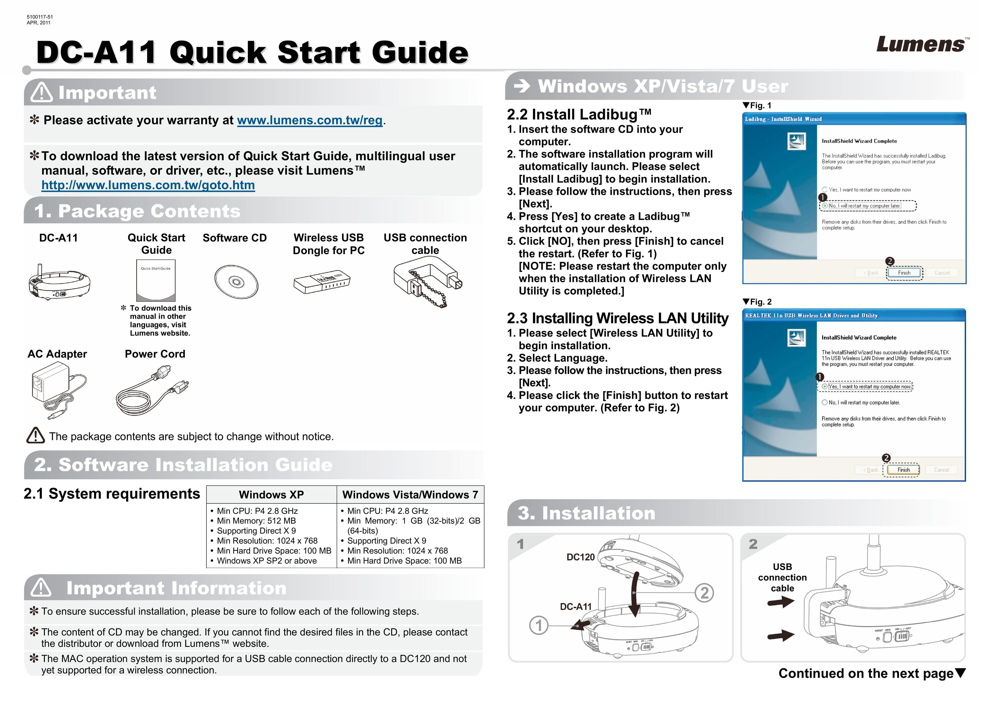 Lumens Technology DC-A11 Network Card User Manual