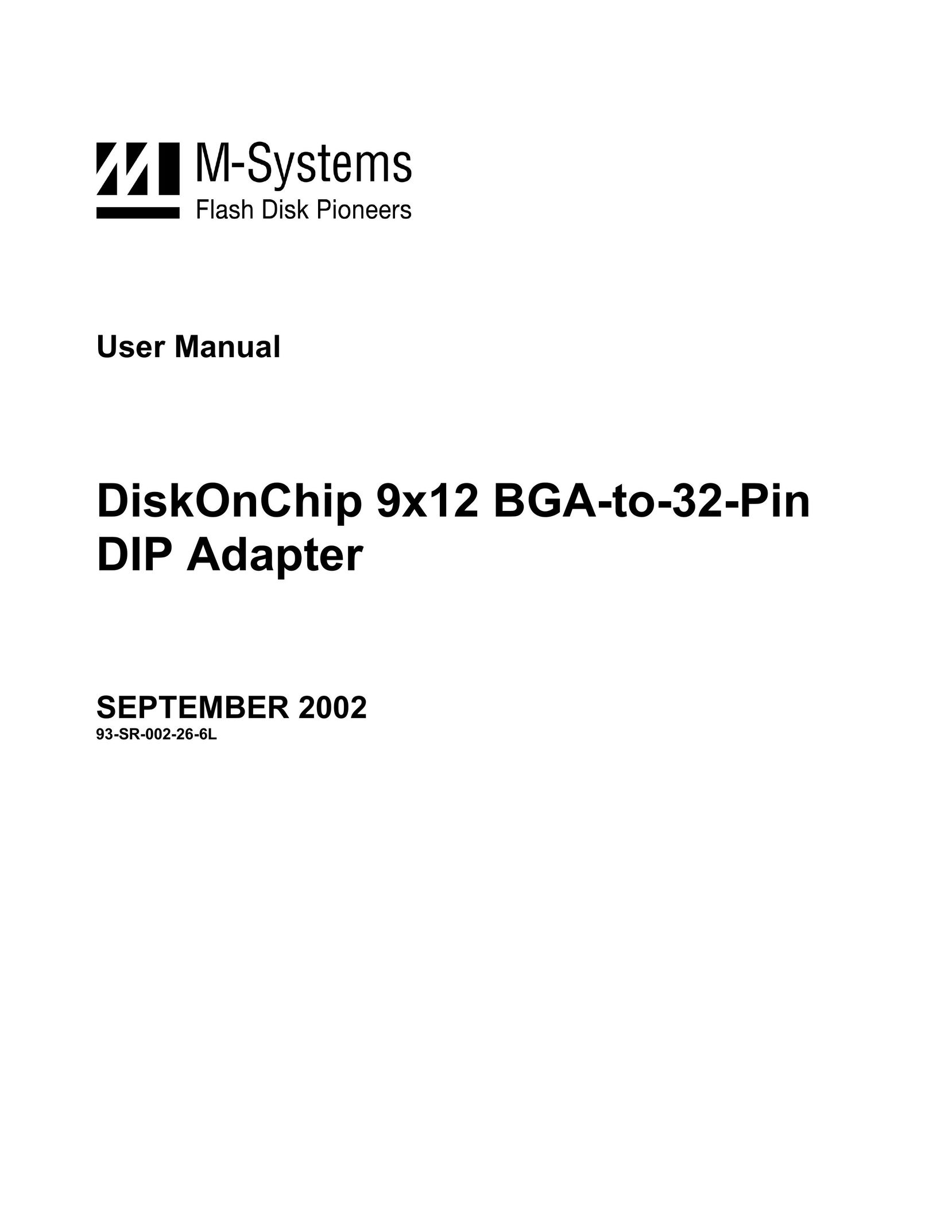 M-Systems Flash Disk Pioneers DiskOnChip 9x12 BGA-to-32-Pin DIP Adapter Network Card User Manual