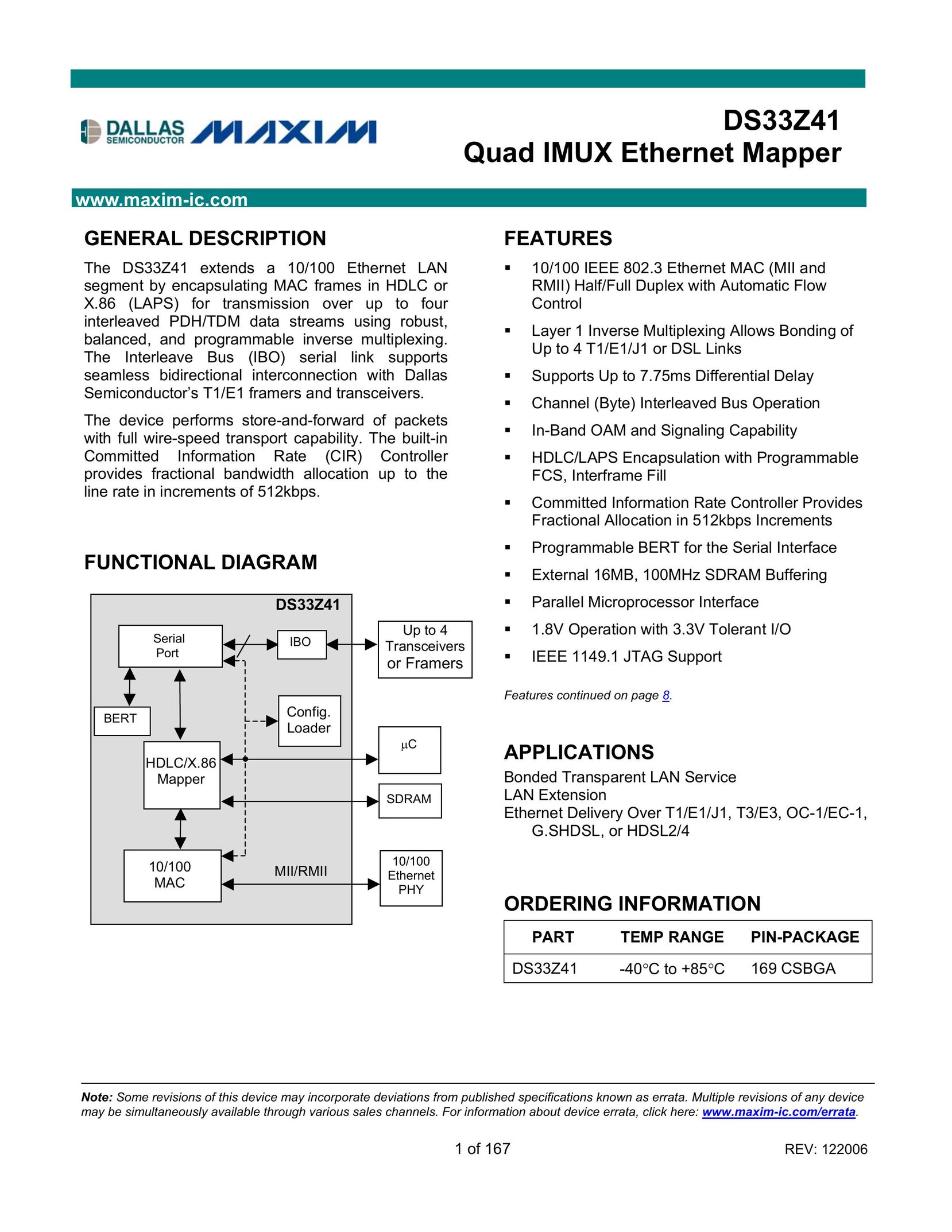 Maxim DS33Z41 Network Card User Manual