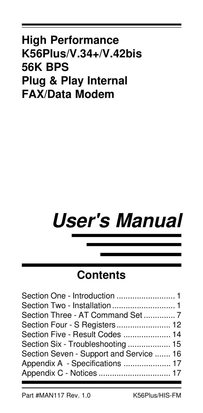 MaxTech K56Plus Network Card User Manual
