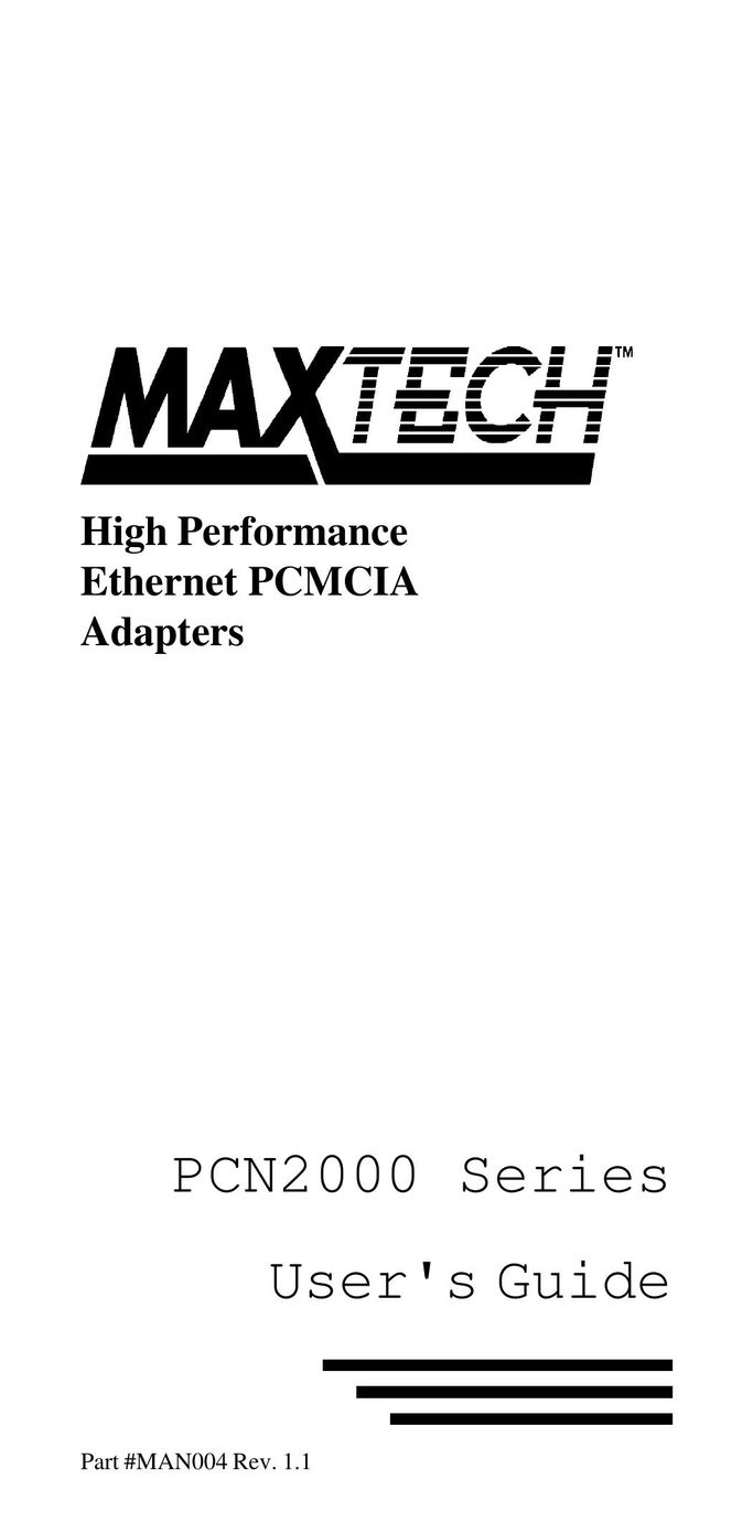 MaxTech PCN2000 Series Network Card User Manual