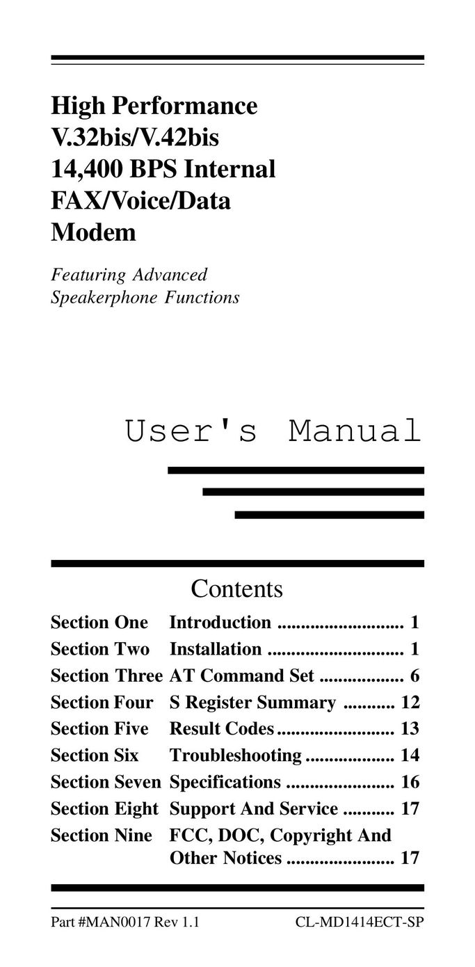 MaxTech V.32bis Network Card User Manual