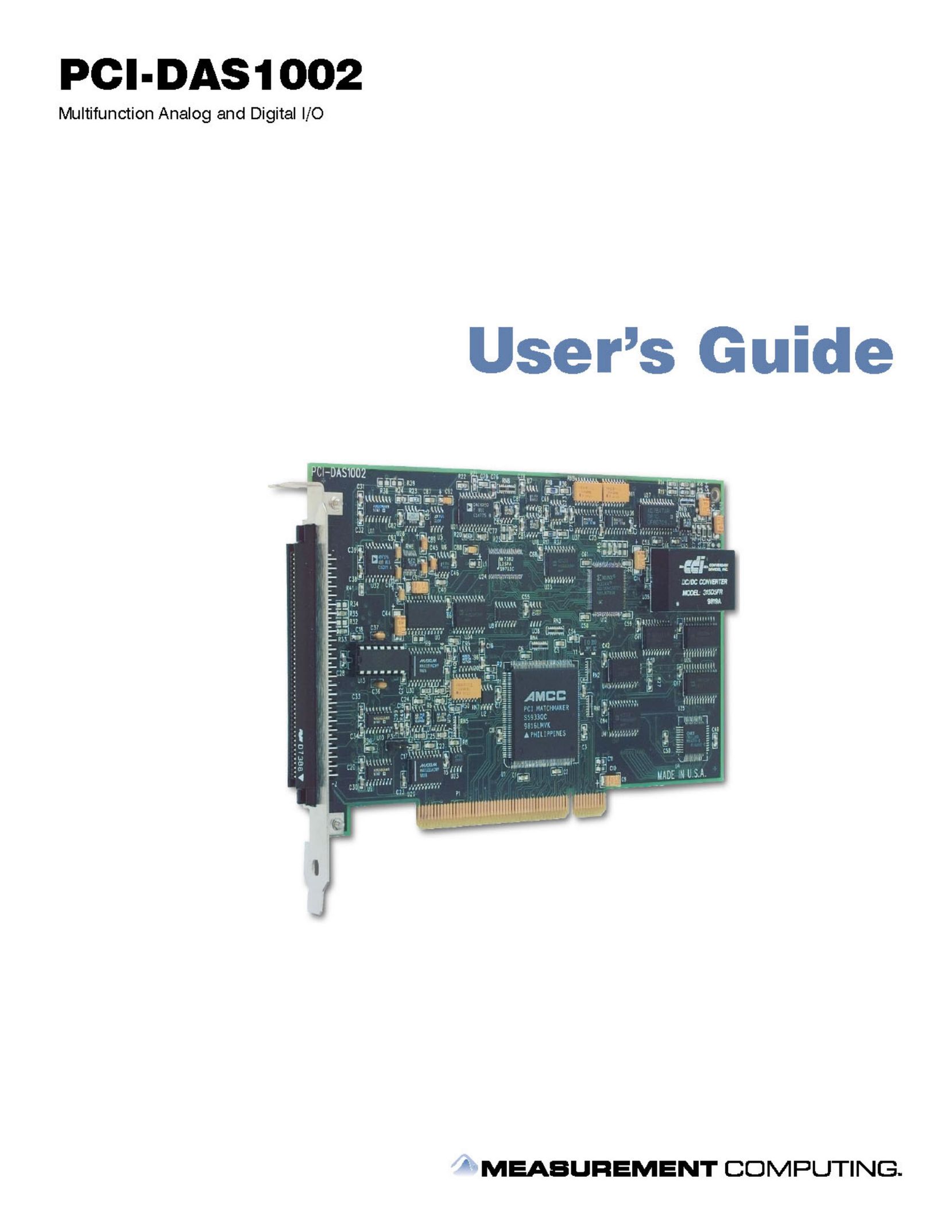 Measurement Specialties PCI-DAS1002 Network Card User Manual