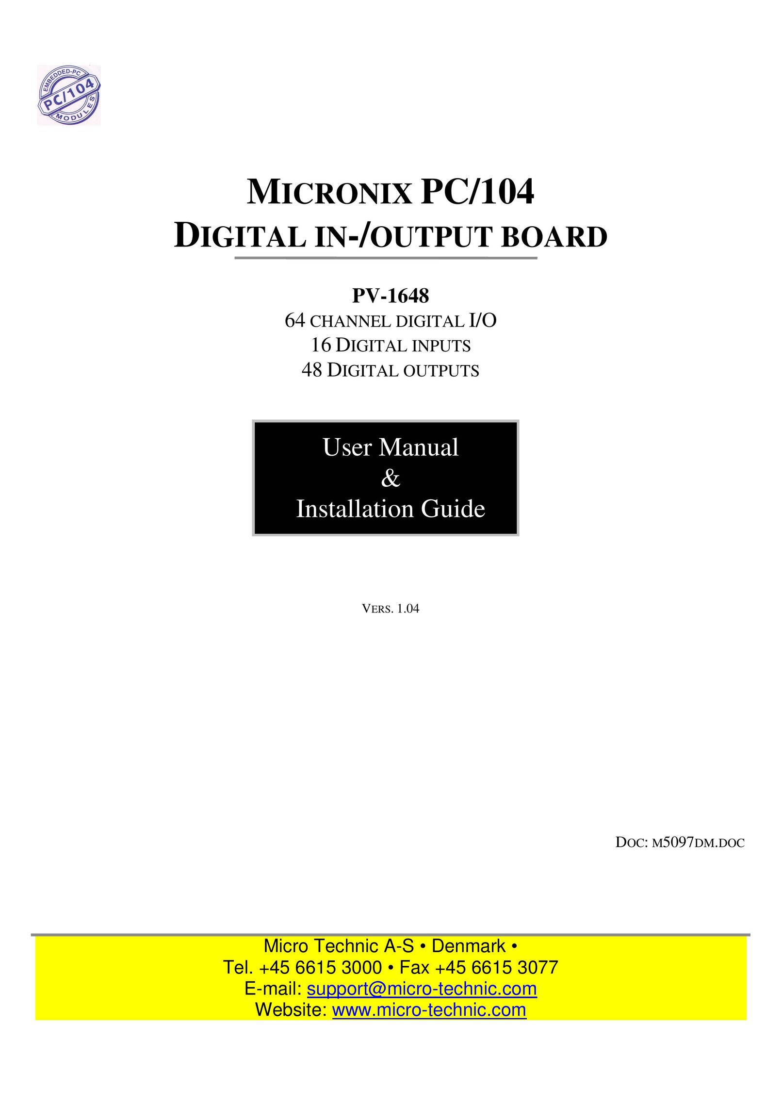 Micro Technic PV-1648 Network Card User Manual