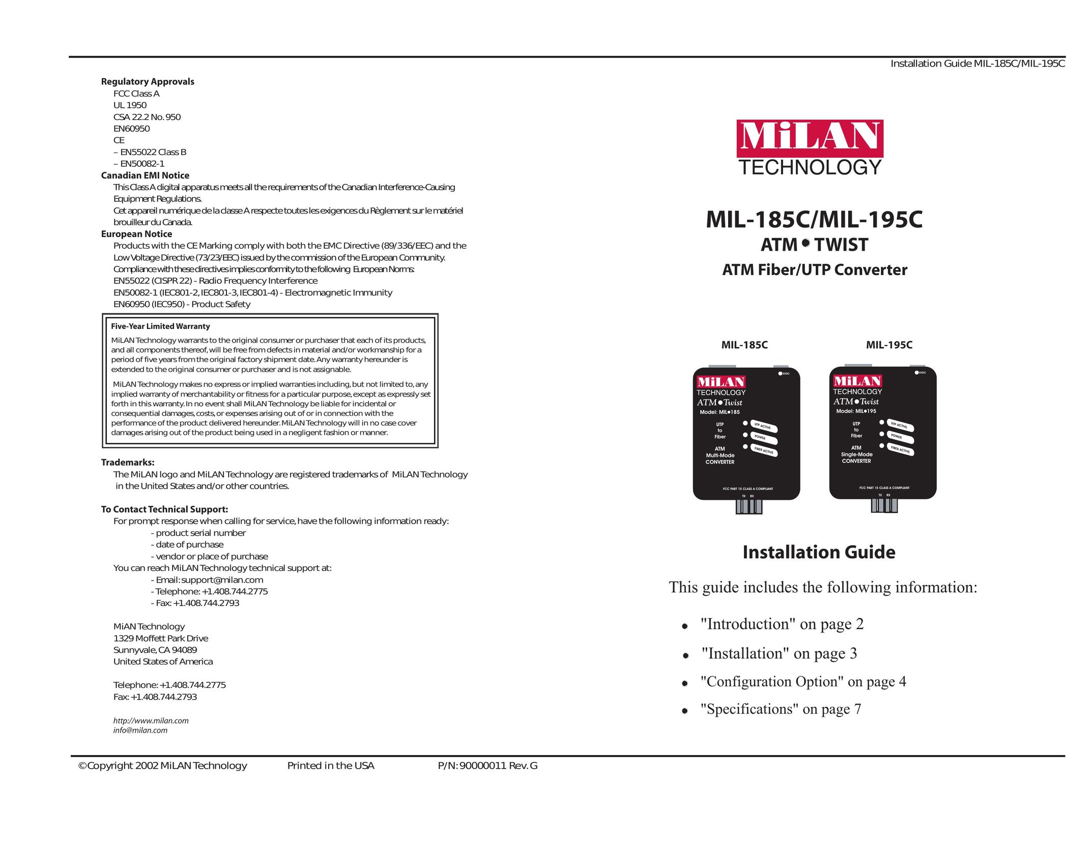 Milan Technology MIL-185C Network Card User Manual
