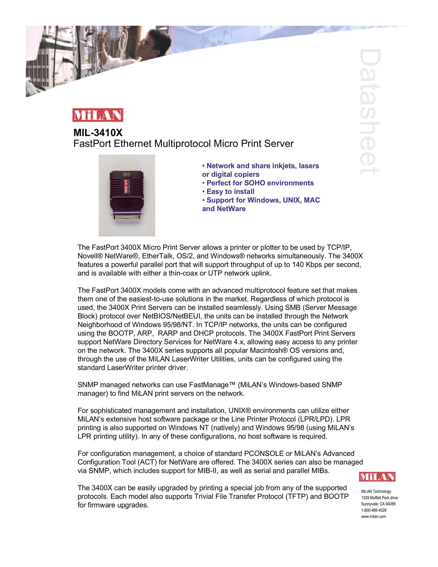 Milan Technology MIL-3410X Network Card User Manual