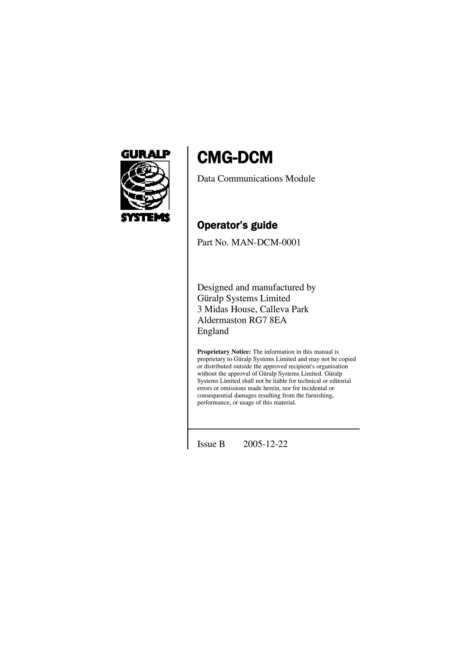 Minicom Advanced Systems CMG-DCM Network Card User Manual