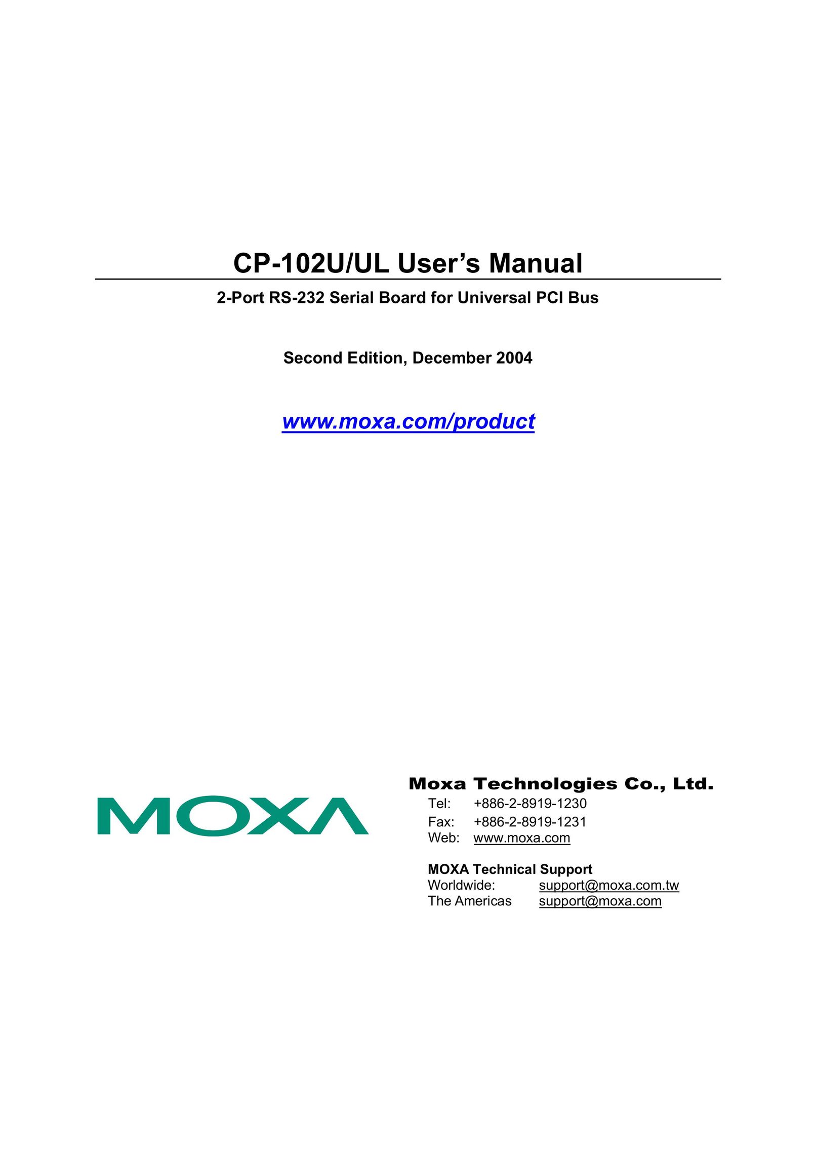 Moxa Technologies CP-102U/UL Network Card User Manual