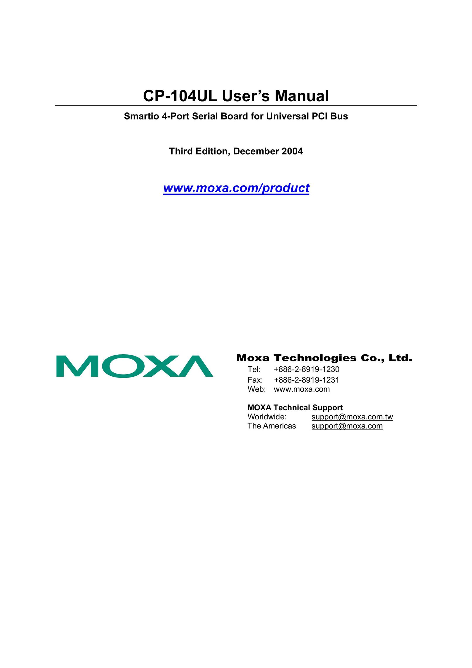 Moxa Technologies CP-104UL Network Card User Manual