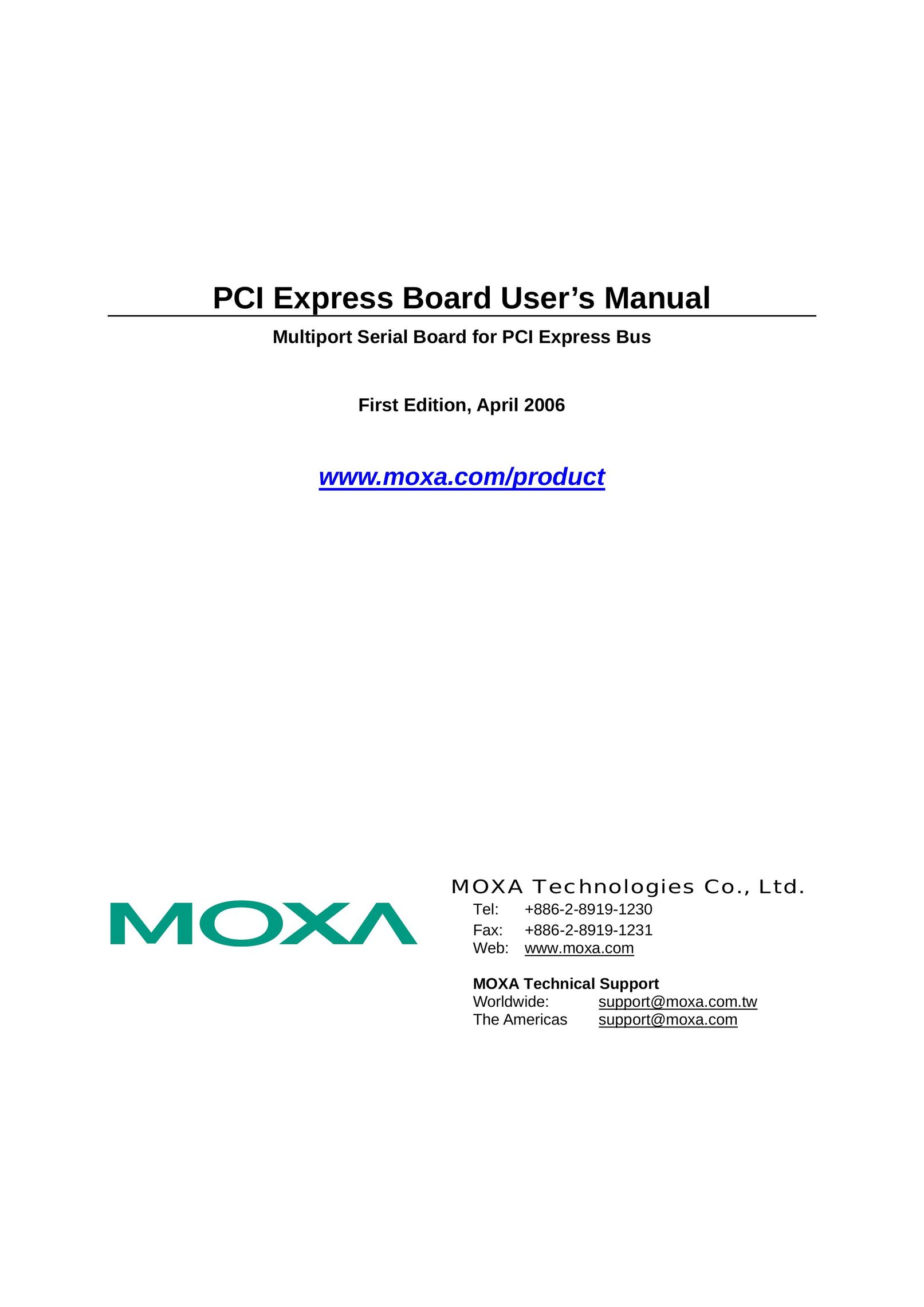 Moxa Technologies CP-118EL Network Card User Manual