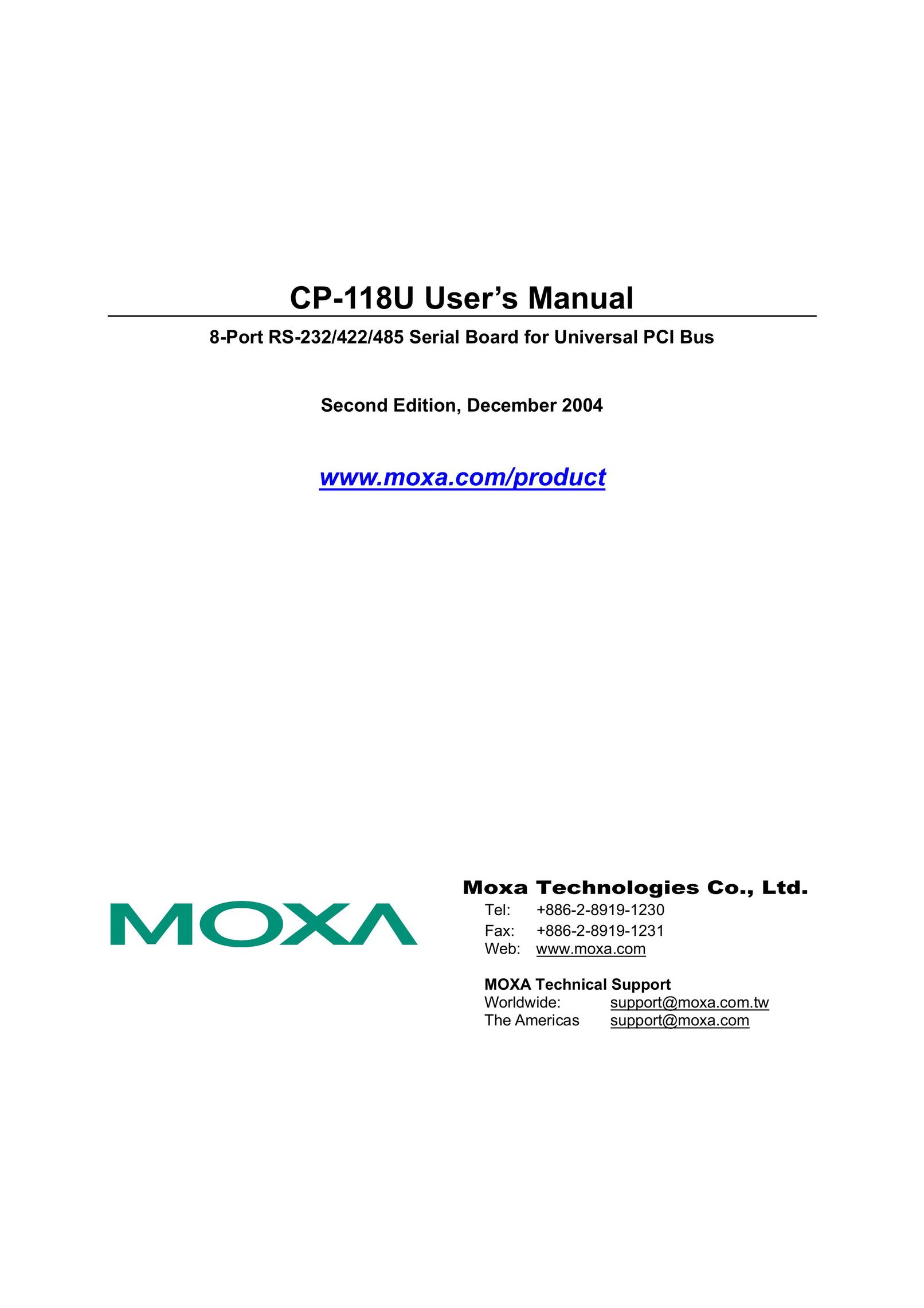 Moxa Technologies CP-118U Network Card User Manual