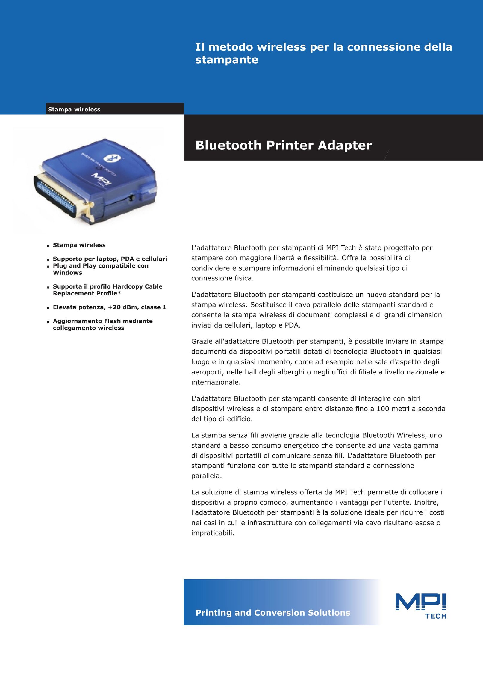 MPI Technologies Bluetooth Printer Adapter Network Card User Manual