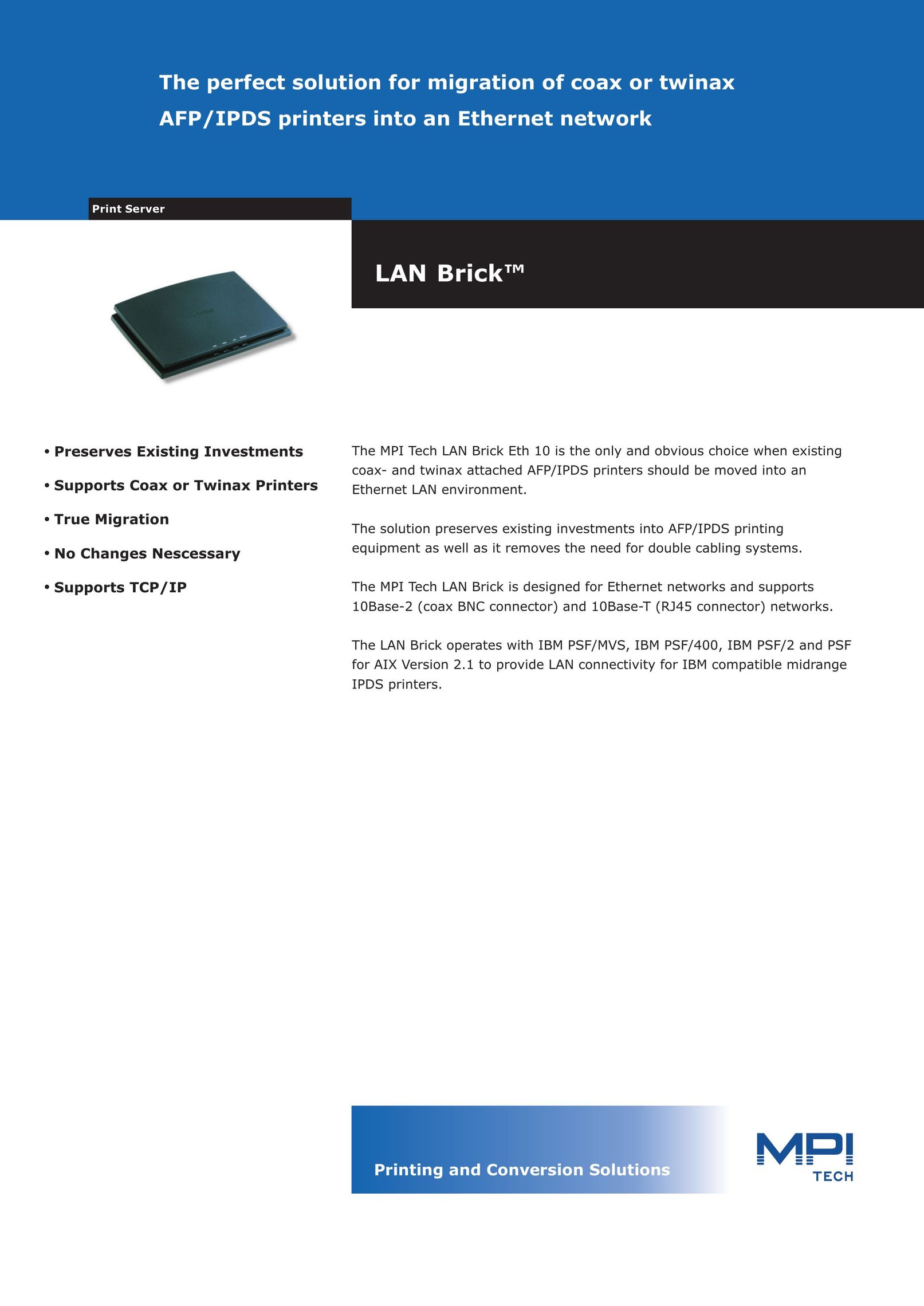 MPI Technologies Eth 10 Network Card User Manual