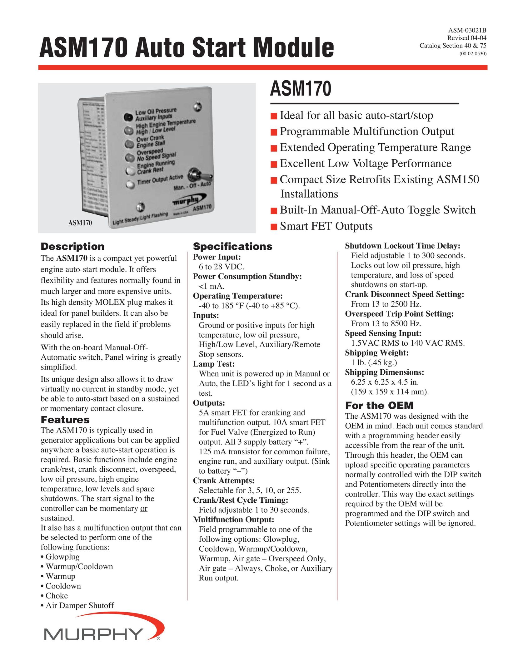Murphy ASM170 Network Card User Manual