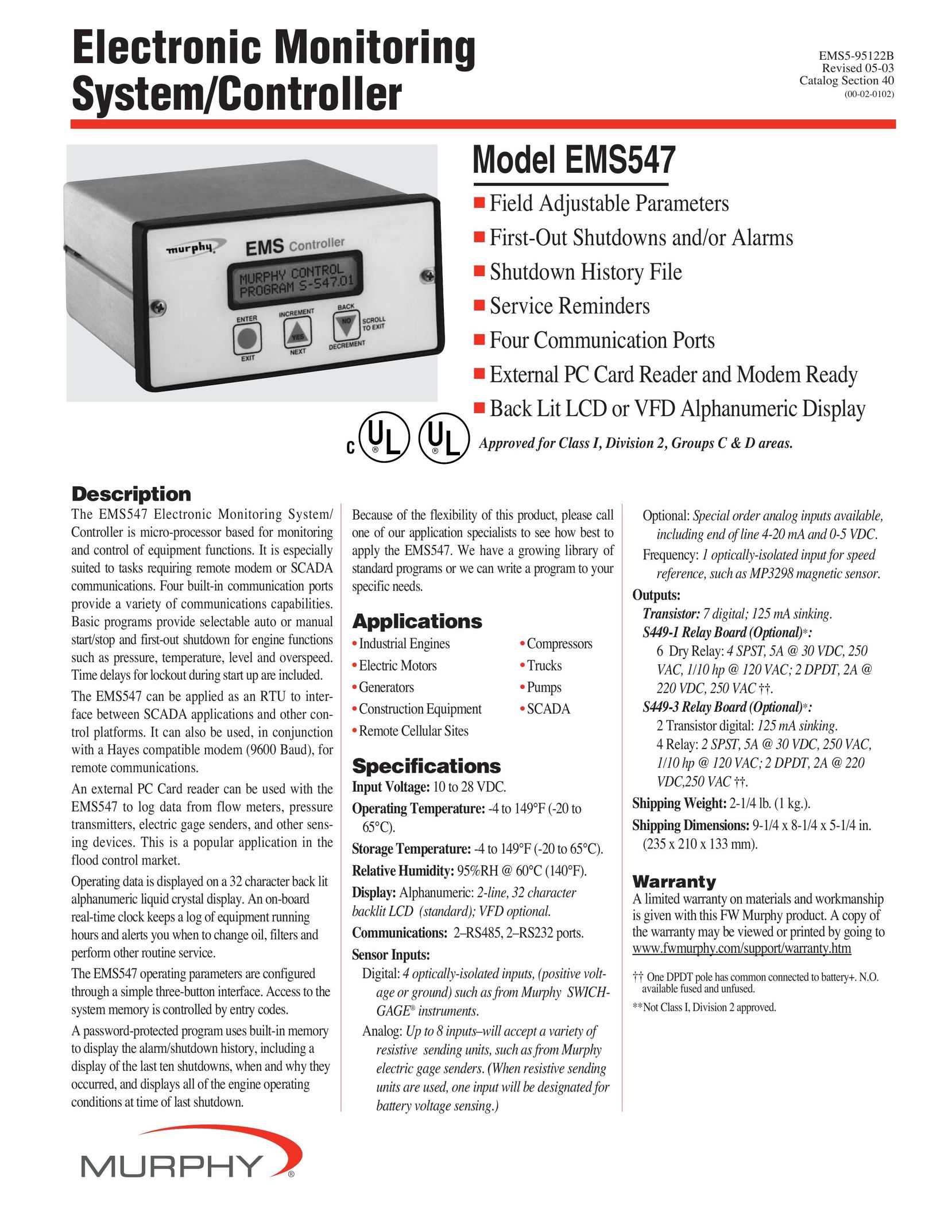 Murphy EMS547 Network Card User Manual