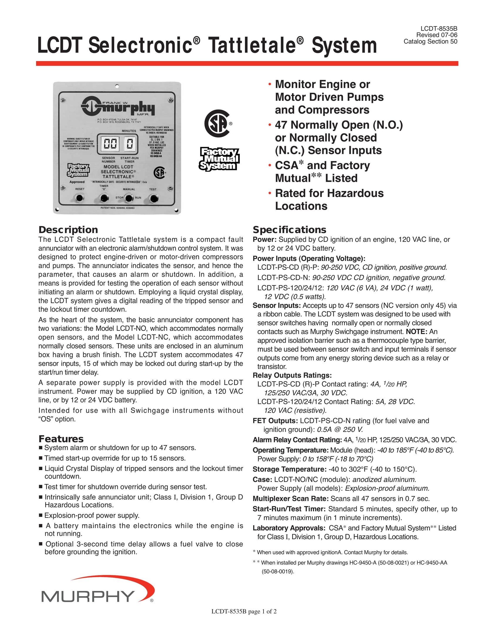 Murphy LCDT-8535B Network Card User Manual