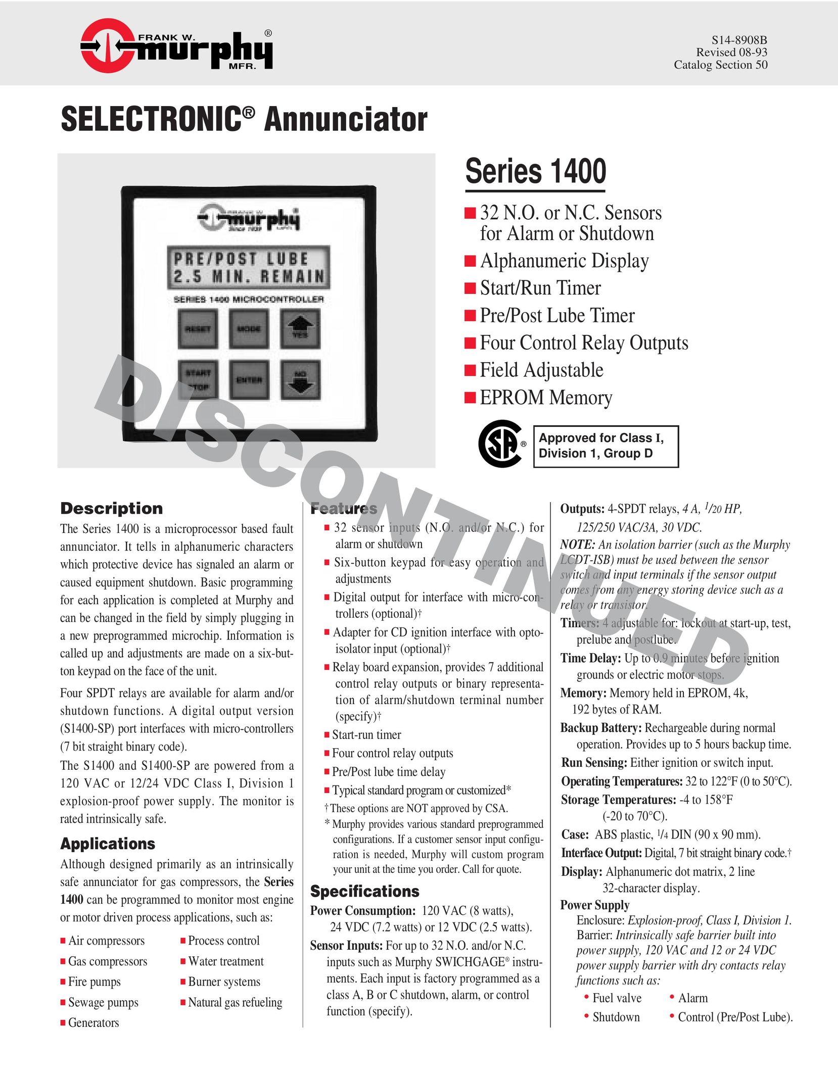 Murphy Series 1400 Network Card User Manual