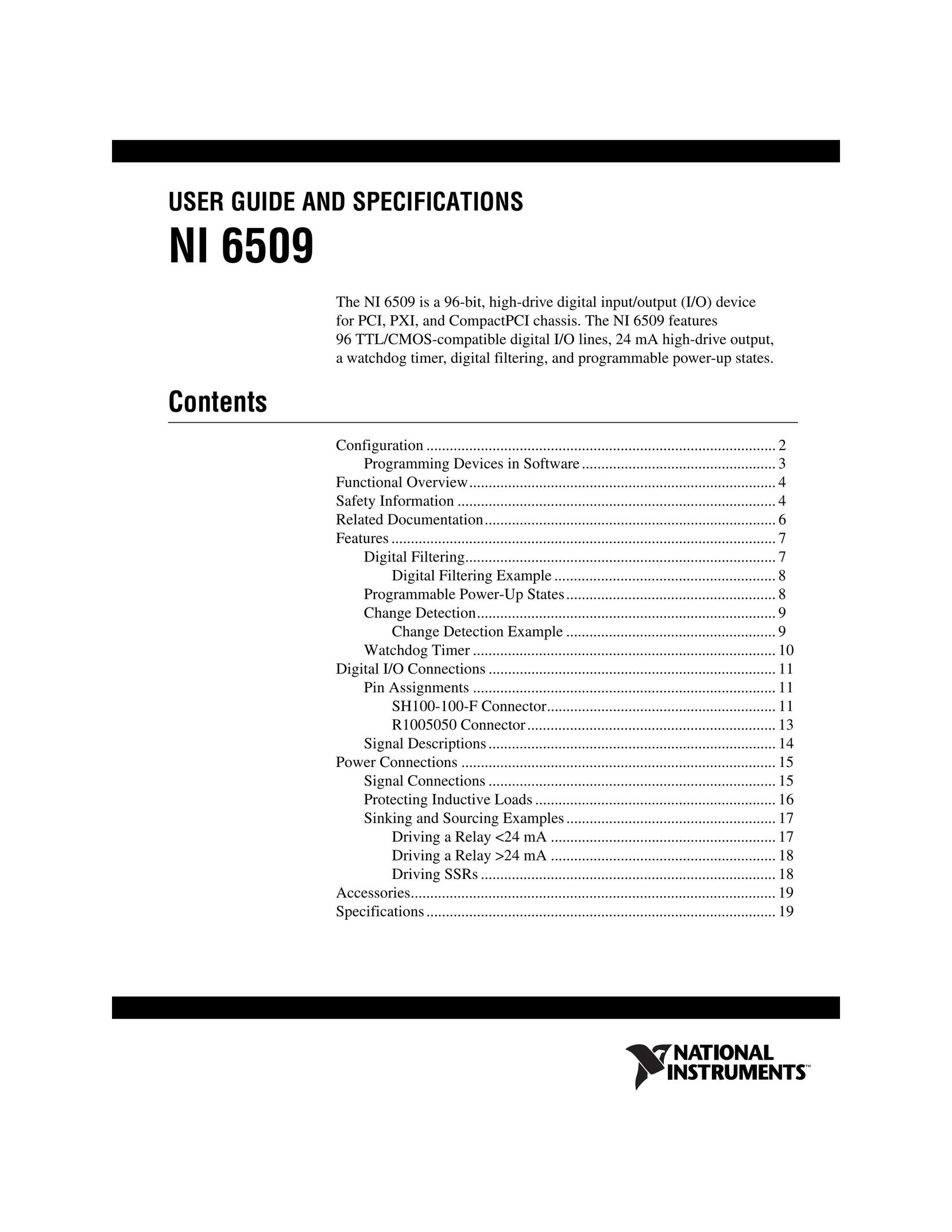 National Instruments NI 6509 Network Card User Manual