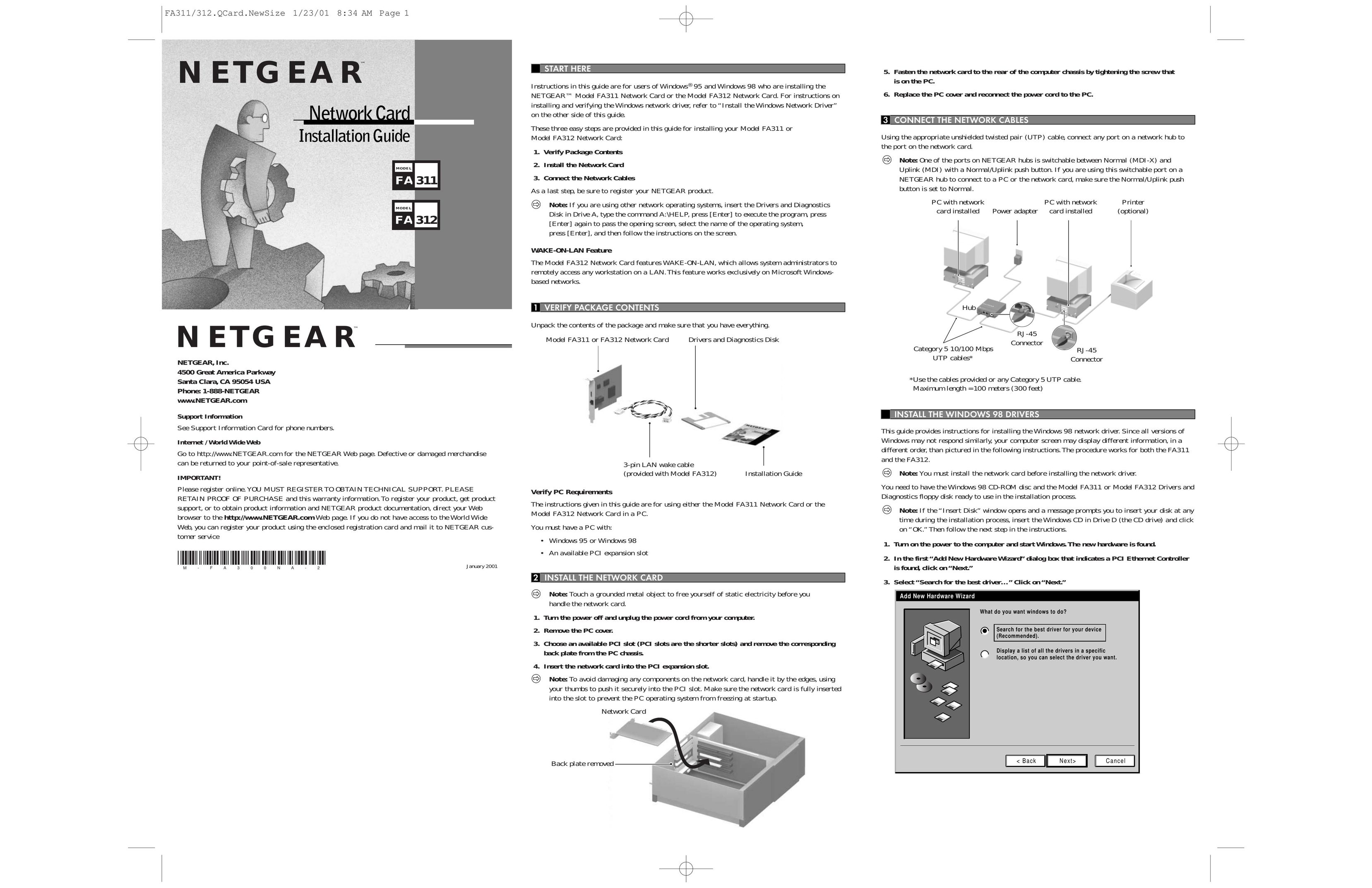 NETGEAR FA312 Network Card User Manual