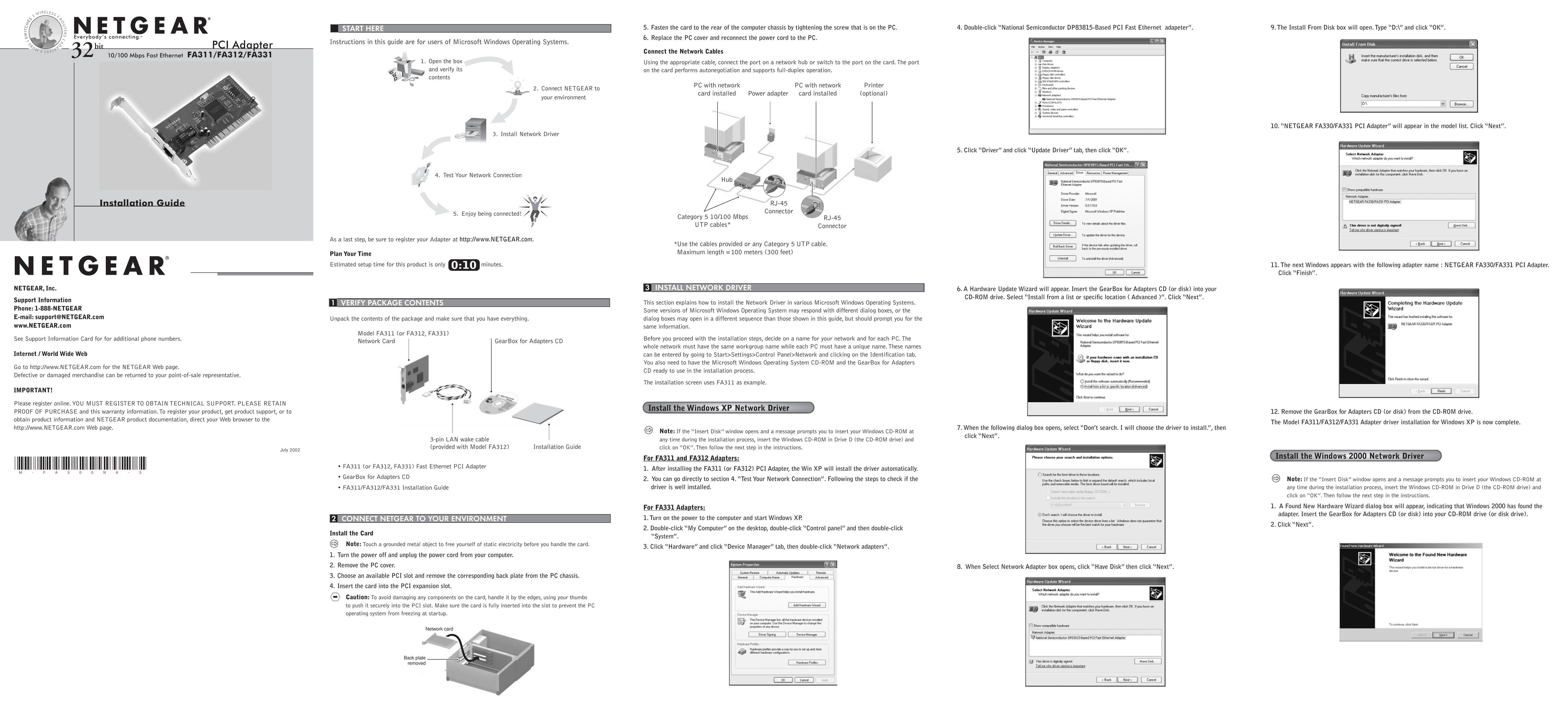 NETGEAR FA331 Network Card User Manual