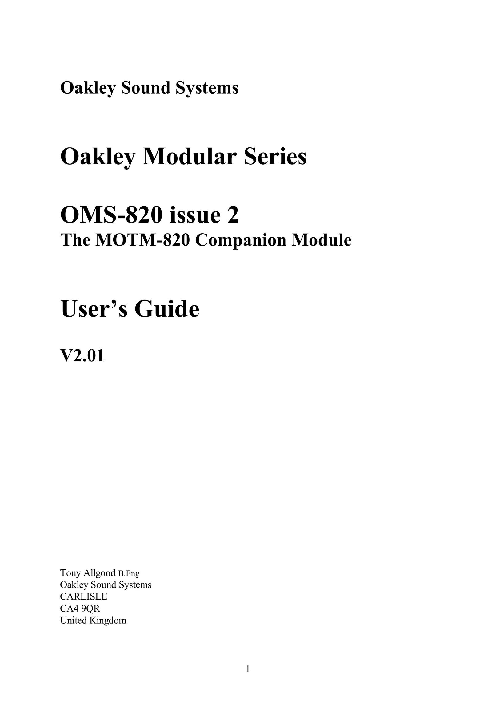 Oakley MOTM-820 Network Card User Manual