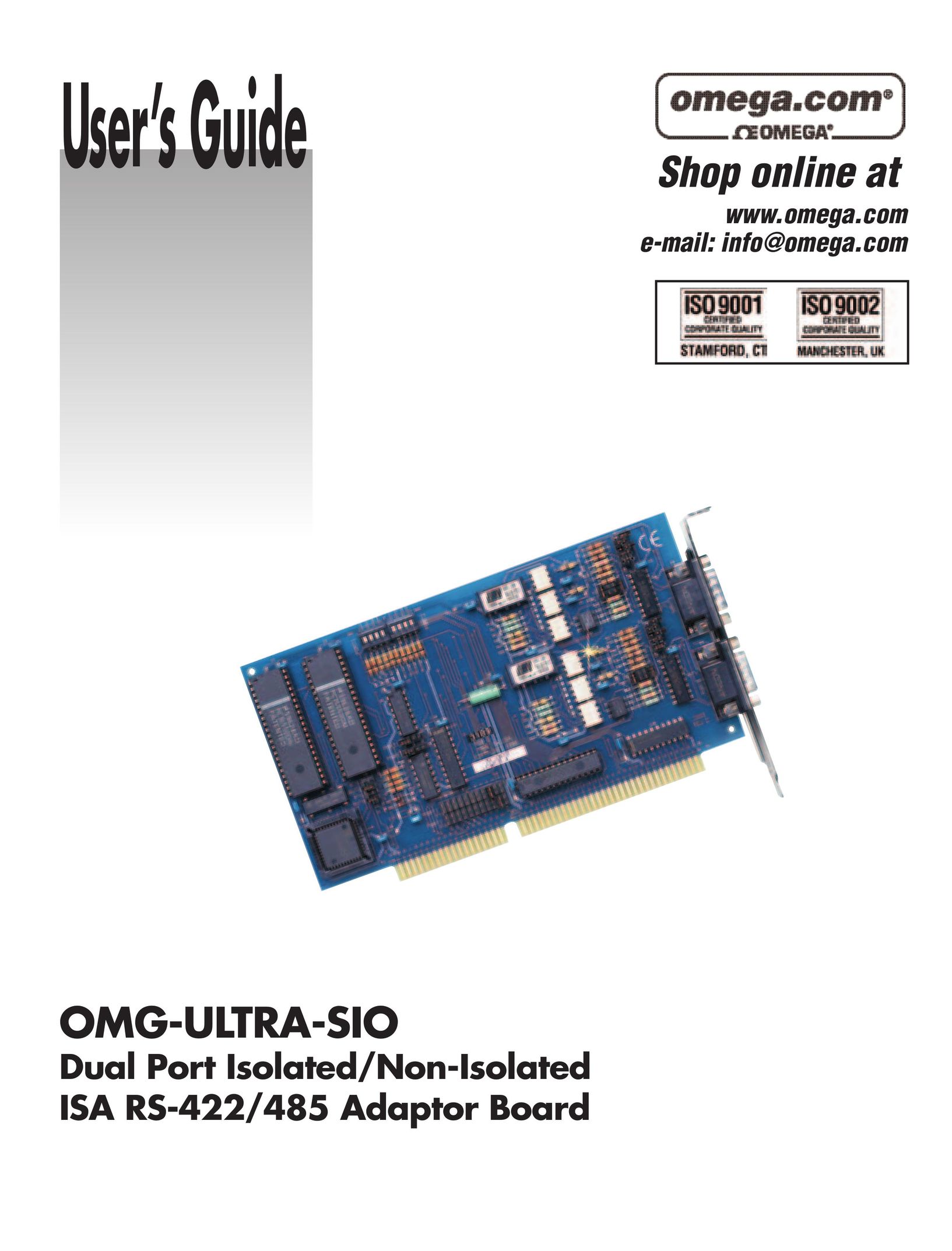 Omega Vehicle Security ISA RS-422 Network Card User Manual
