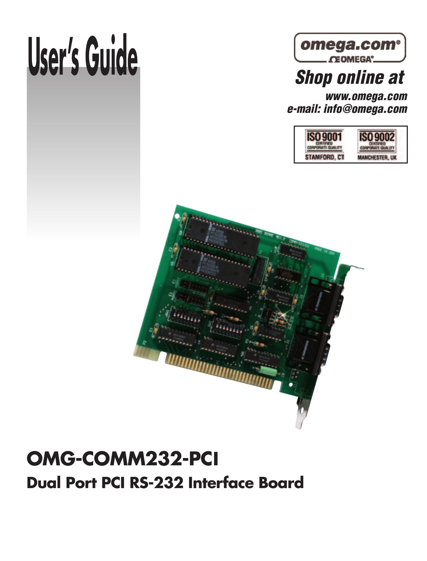Omega Vehicle Security OMG-COMM232-PCI Network Card User Manual
