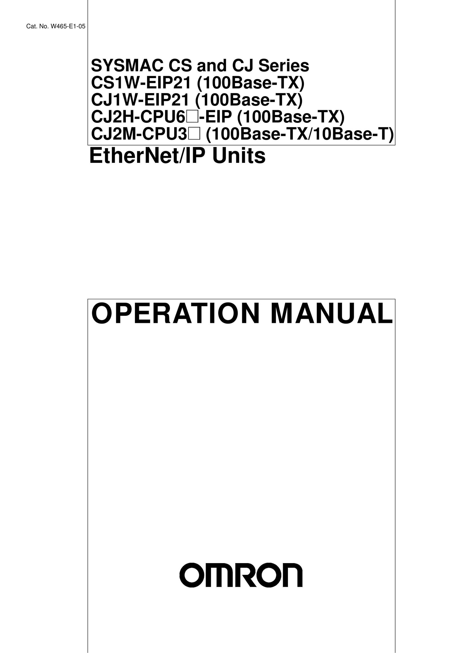 Omron CJ2H-CPU6@-EIP Network Card User Manual