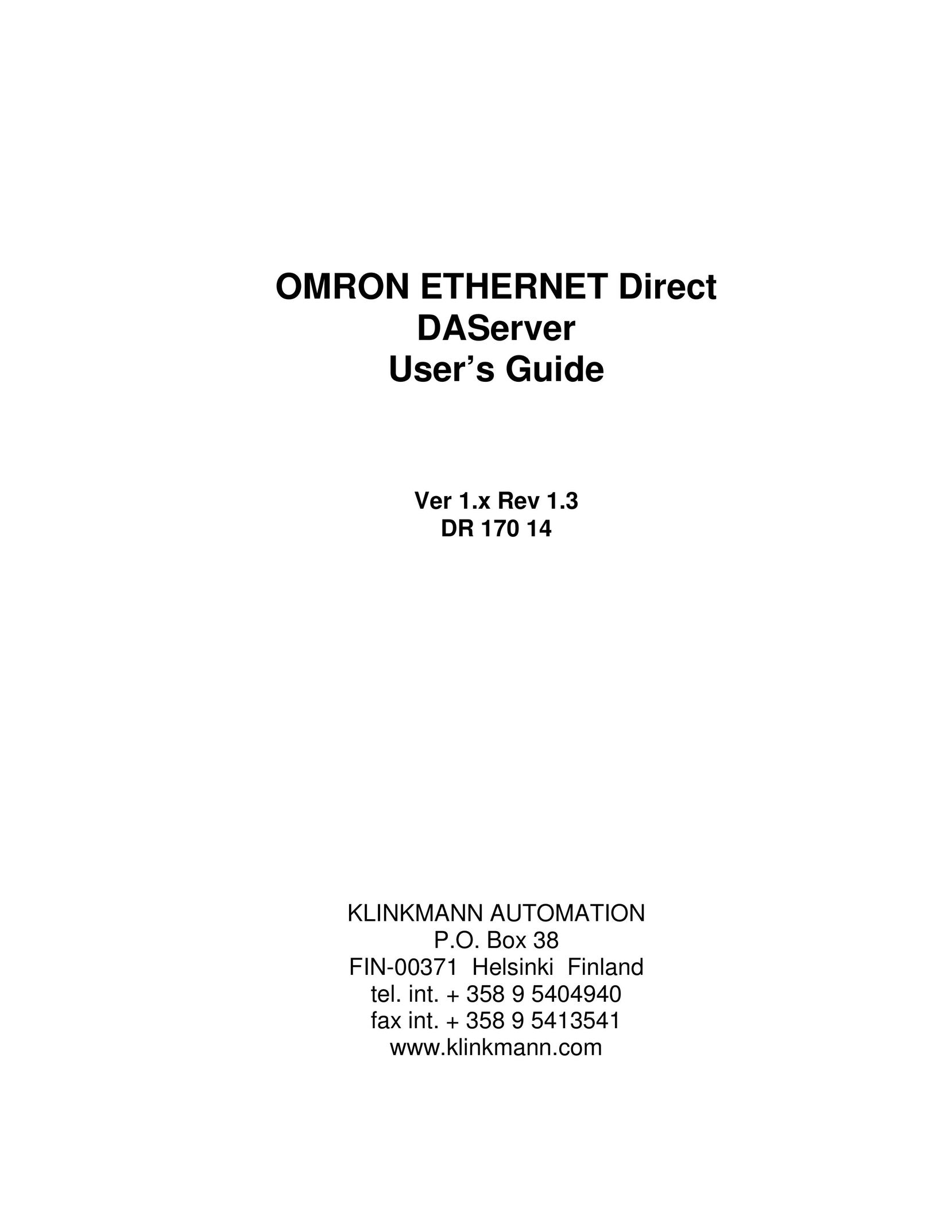 Omron DR 170 14 Network Card User Manual
