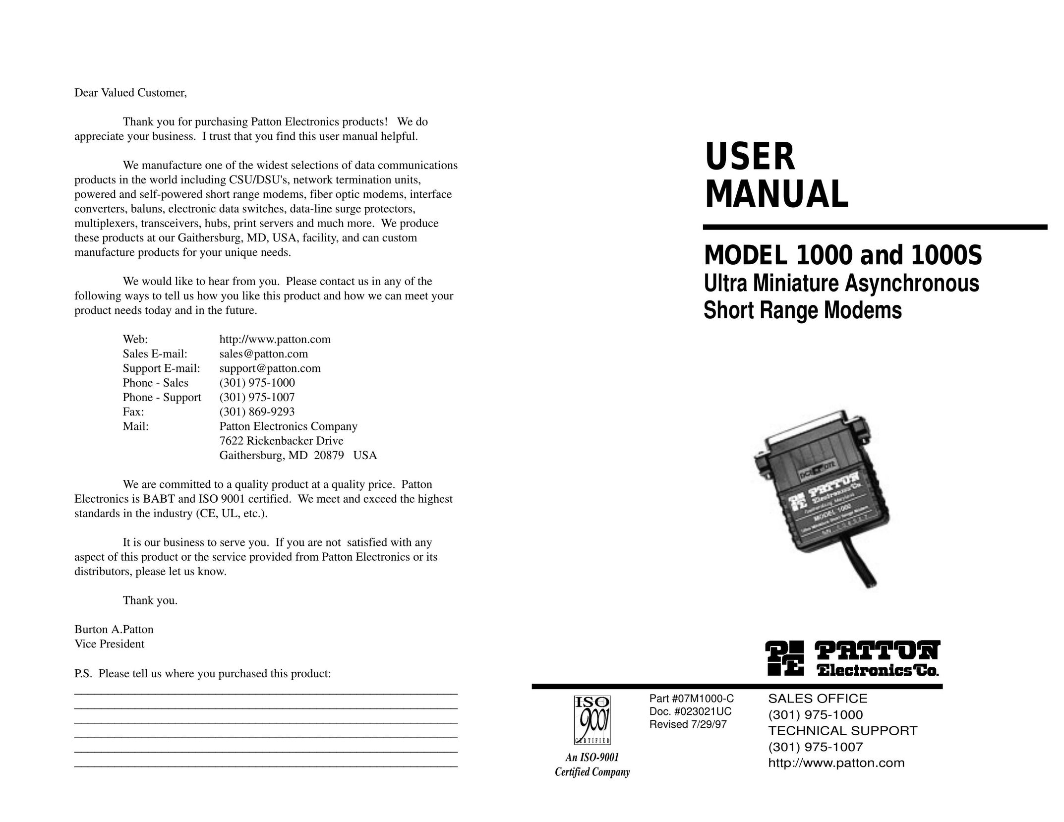 Patton electronic 1000S Network Card User Manual