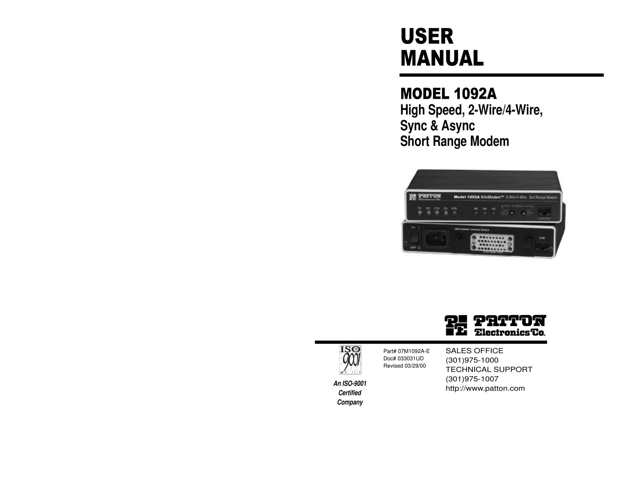 Patton electronic 1092A Network Card User Manual