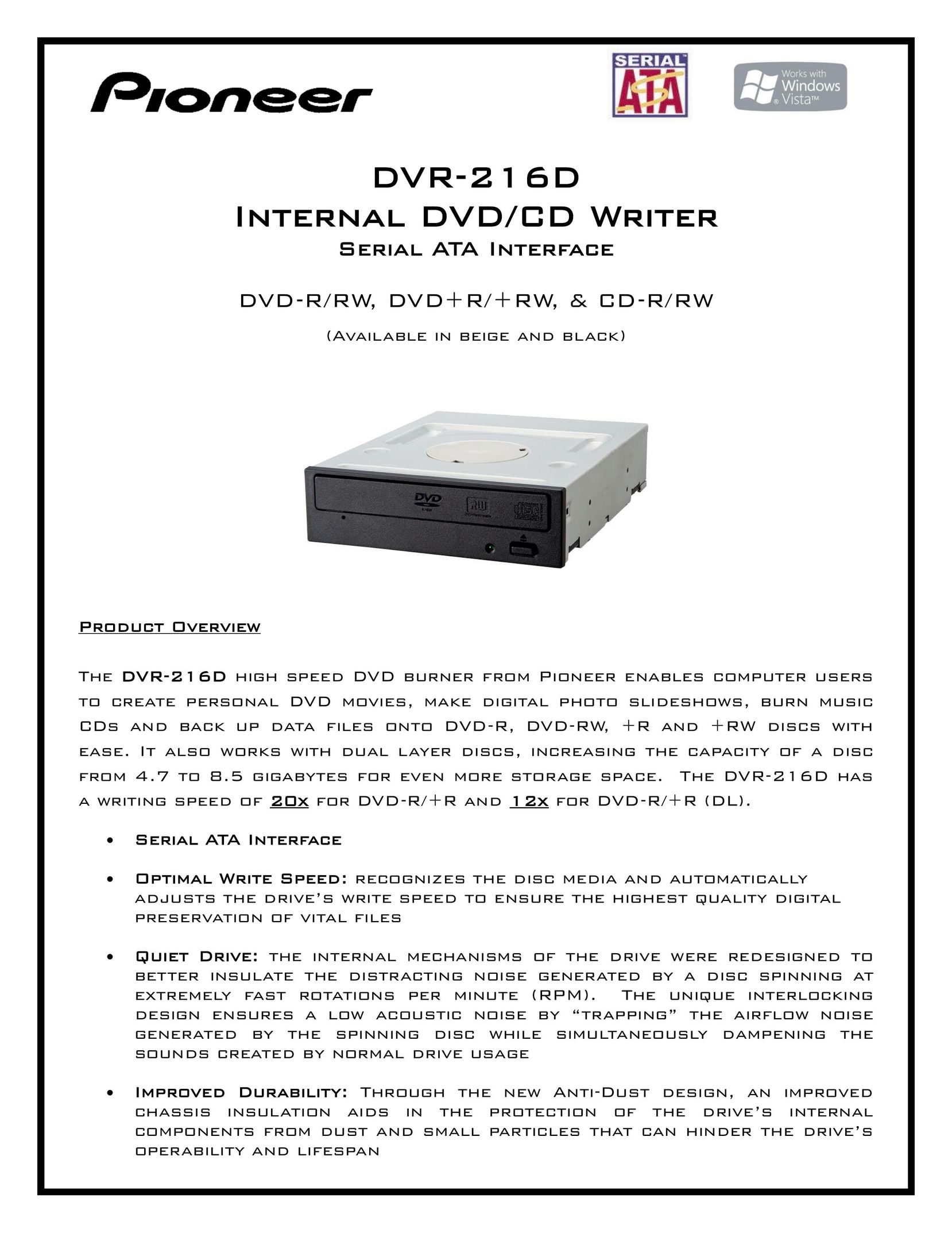 Pioneer DVR-216D Network Card User Manual