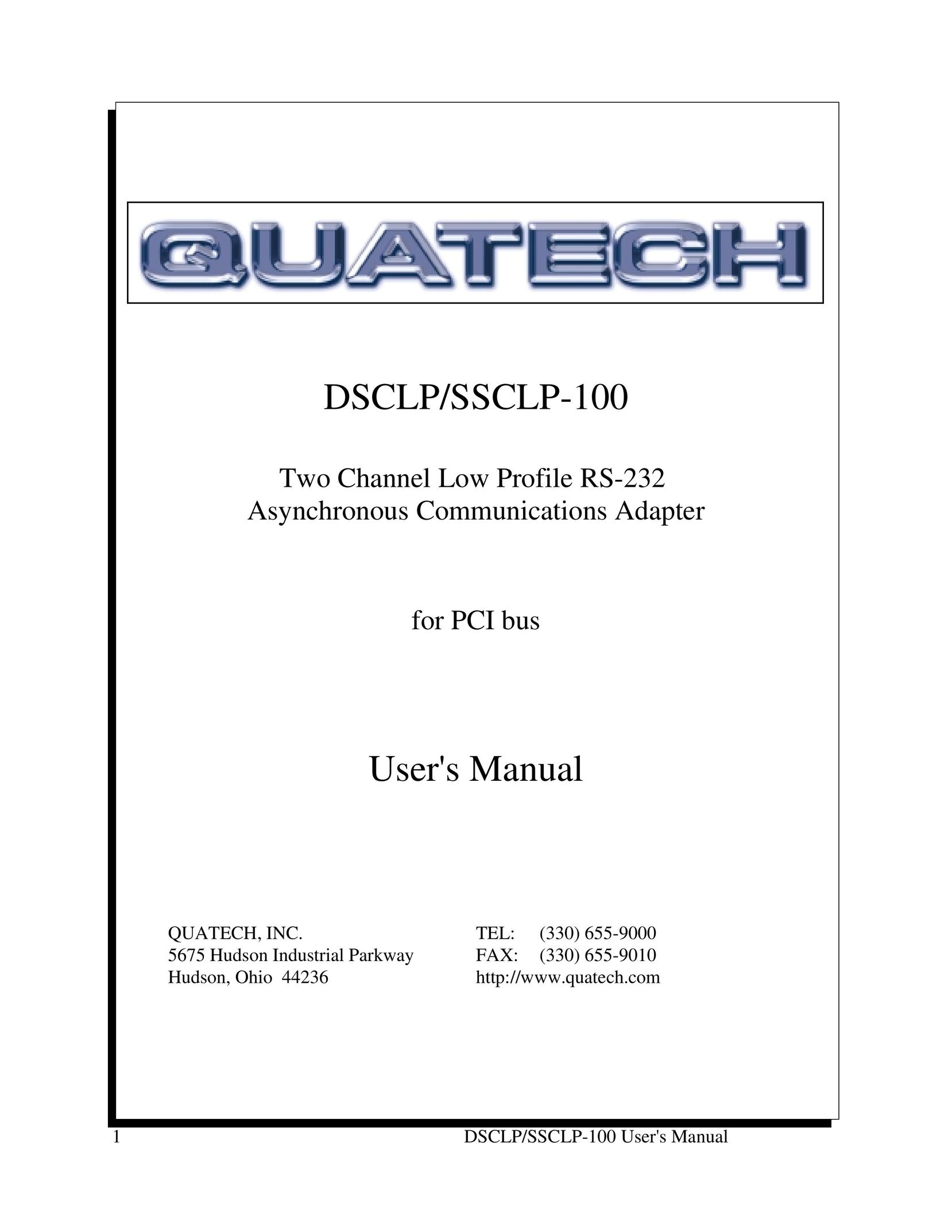 Quatech DSCLP/SSCLP-100 Network Card User Manual