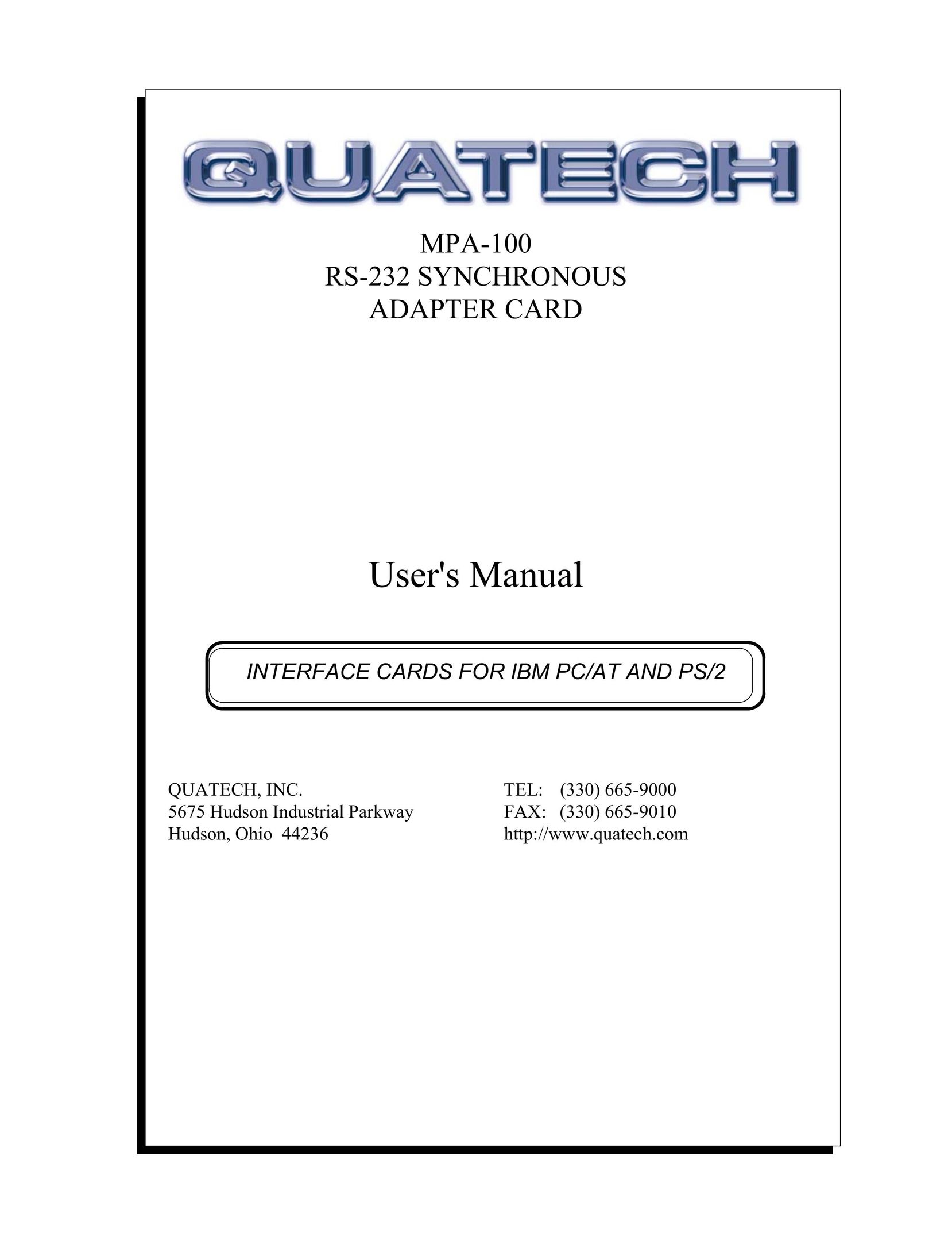 Quatech MPA-100 Network Card User Manual