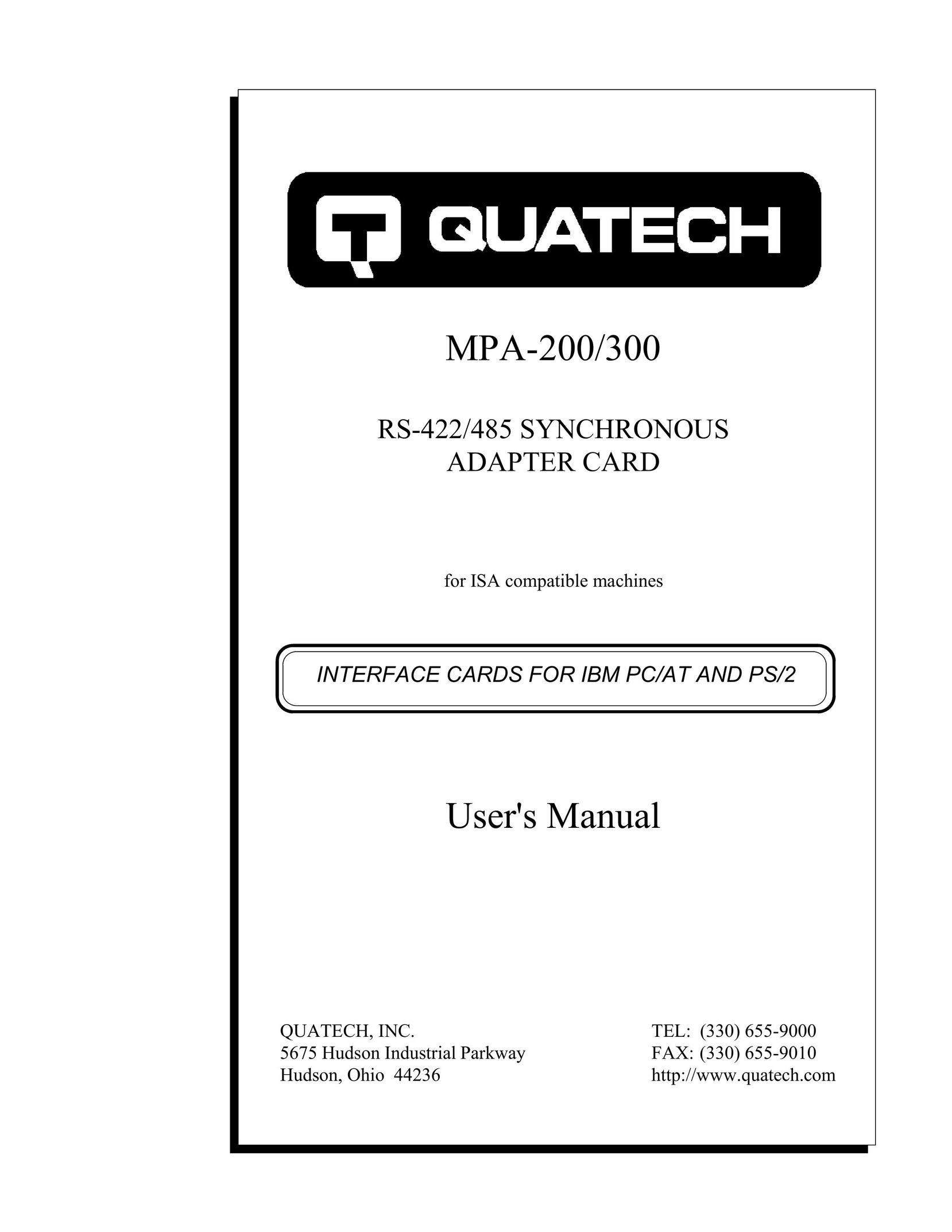 Quatech RS-422/485 Network Card User Manual