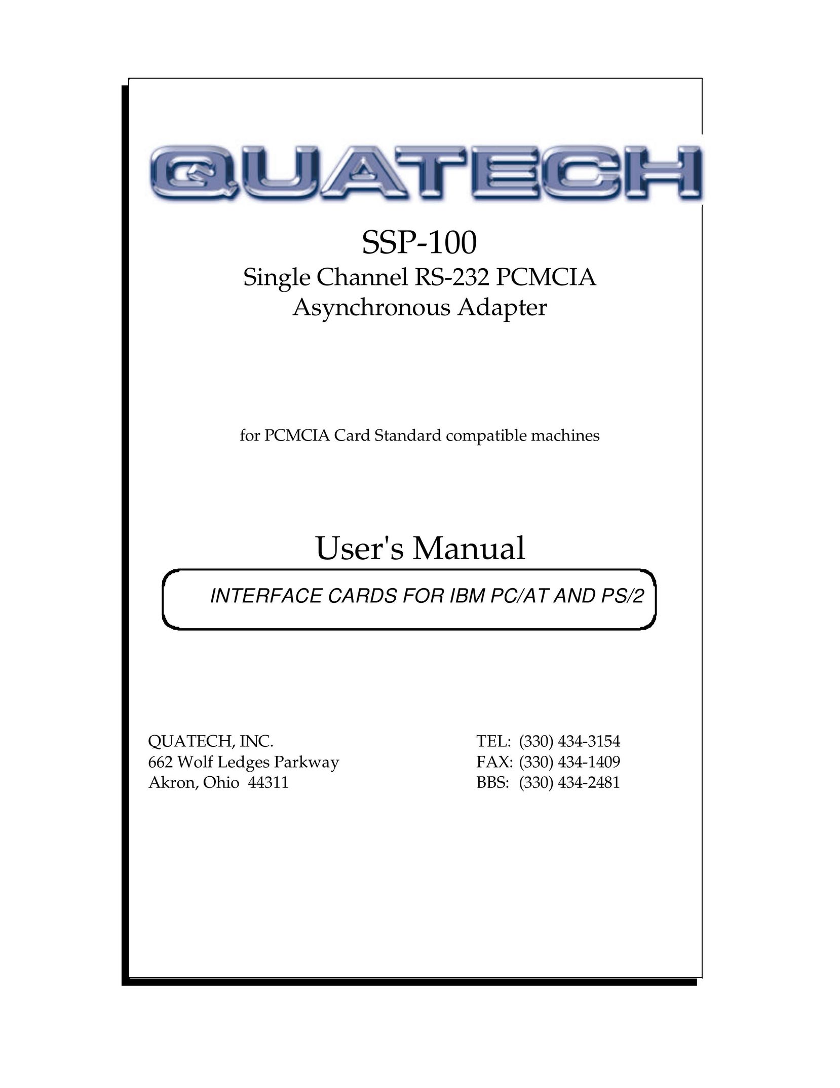 Quatech SSP-100 Network Card User Manual