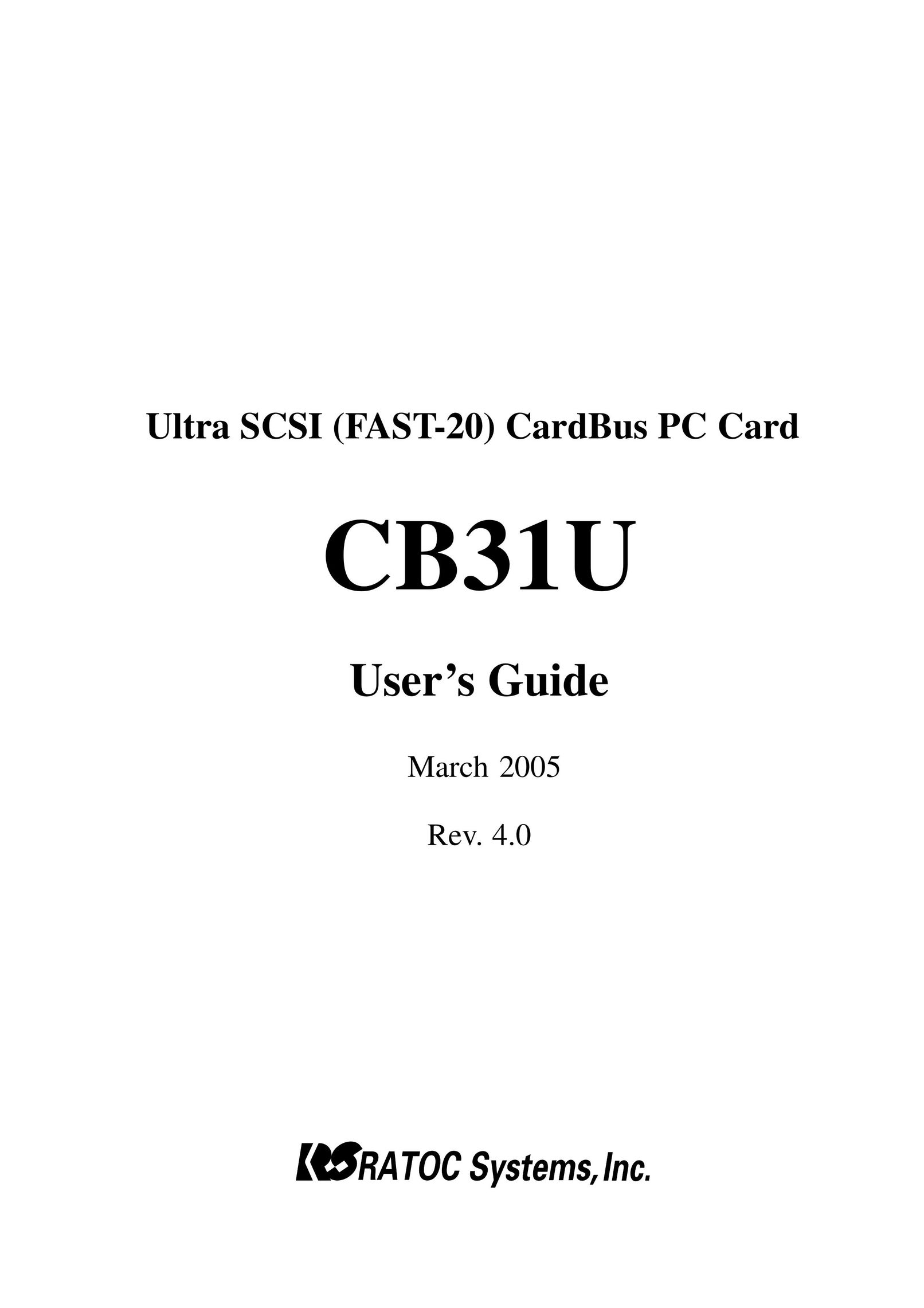 Ratoc Systems CB31U Network Card User Manual