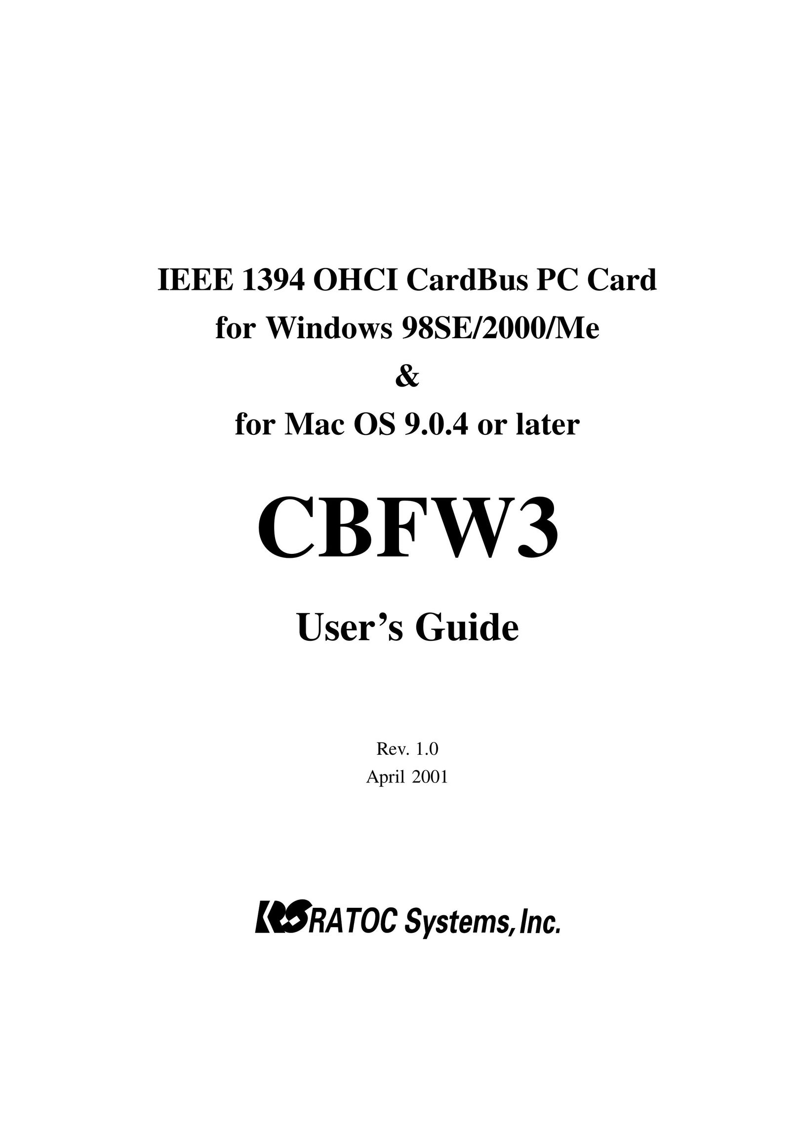Ratoc Systems CBFW3 Network Card User Manual