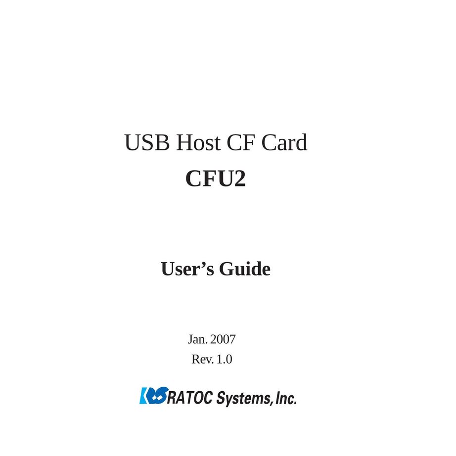 Ratoc Systems CFU2 Network Card User Manual