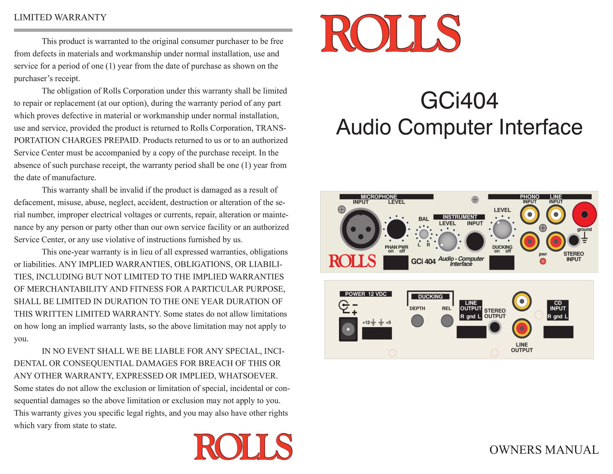Rolls GCi404 Network Card User Manual