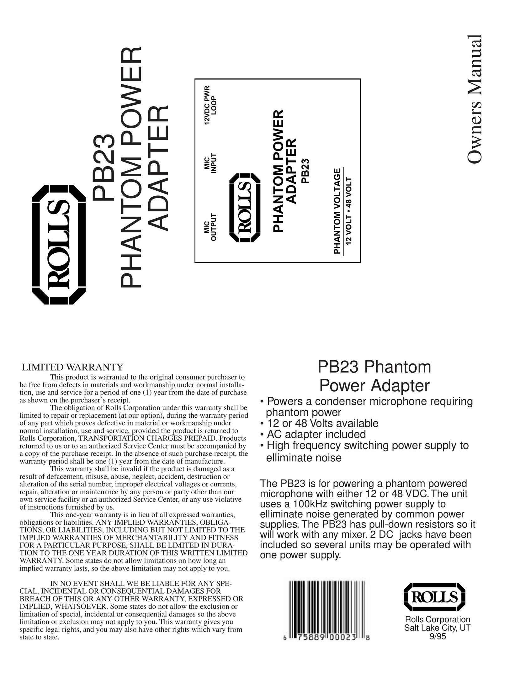 Rolls PB23 Network Card User Manual